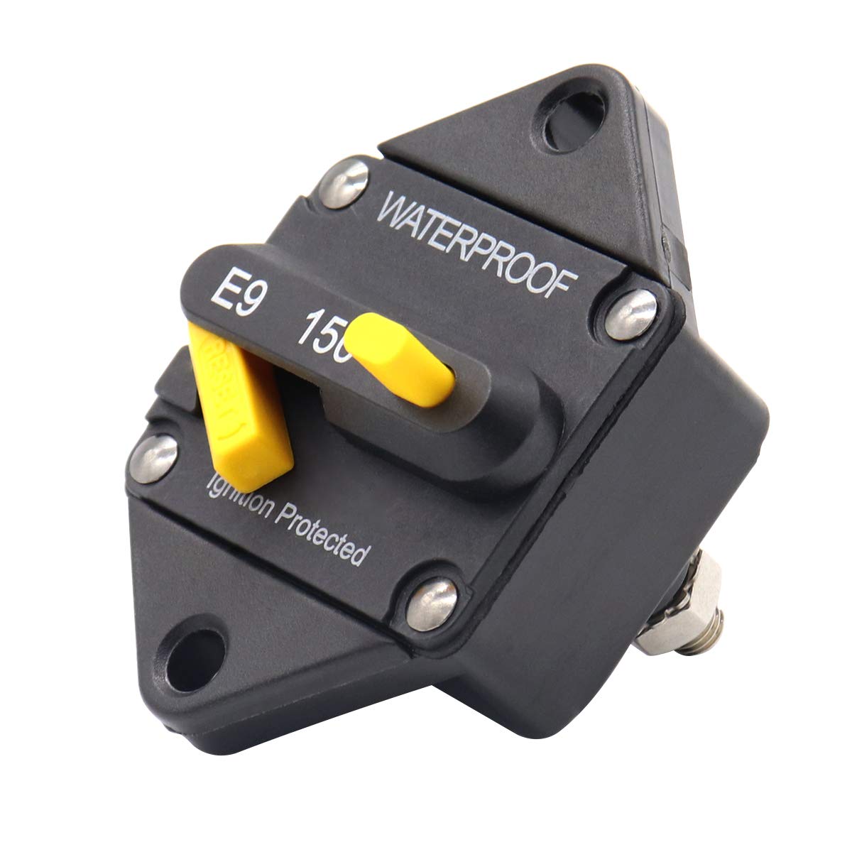 T Tocas Hi-Amp Type Iii 150A Circuit Breaker With Manual Reset Panel Mount, 12V - 48Vdc, Switchable Waterproof