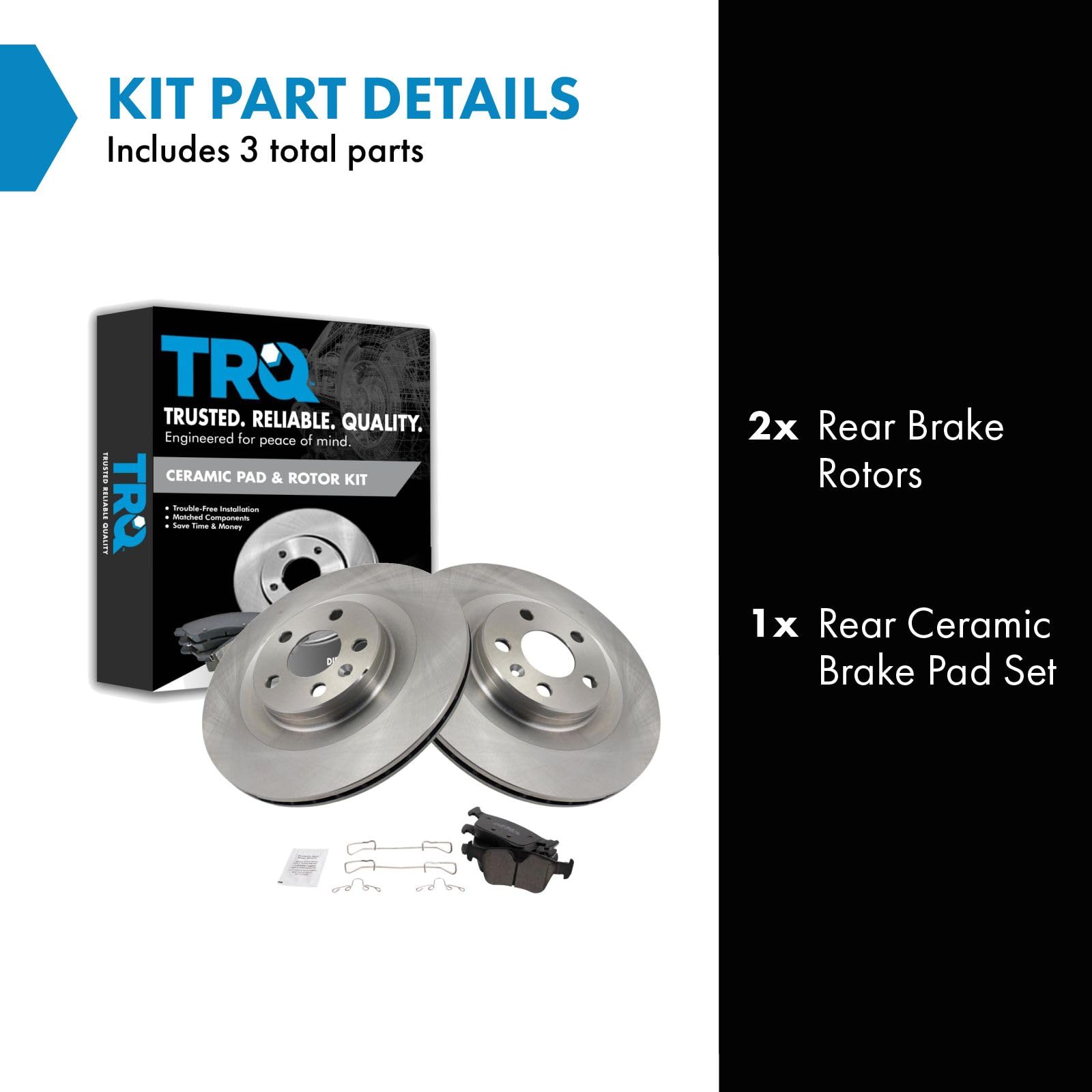 Trq Rear Brake Pad & Rotor Kit Brake Pads Brake Rotor Ceramic Compatible With 2019-2020 Volvo S60 2017-2020 S90 V60 2020 V60 Cro