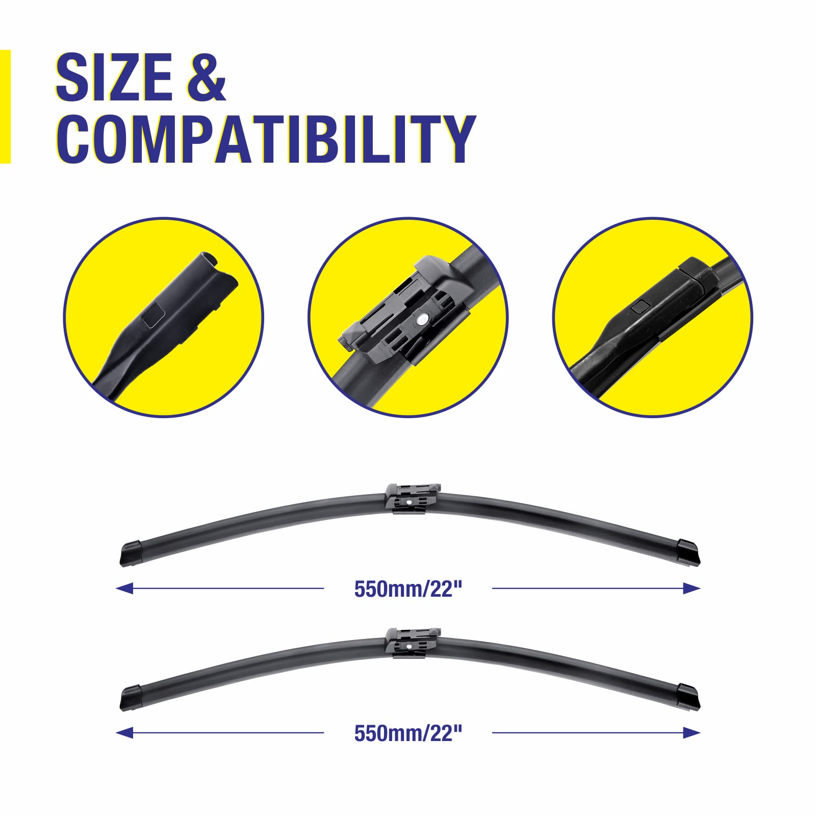 22''+22'' Windshield Wiper Blades Replacement For Vw Volkswagen Beetle 2018 2017 2016 2015 2014 2013 2012 (Set Of 2), Premium Al