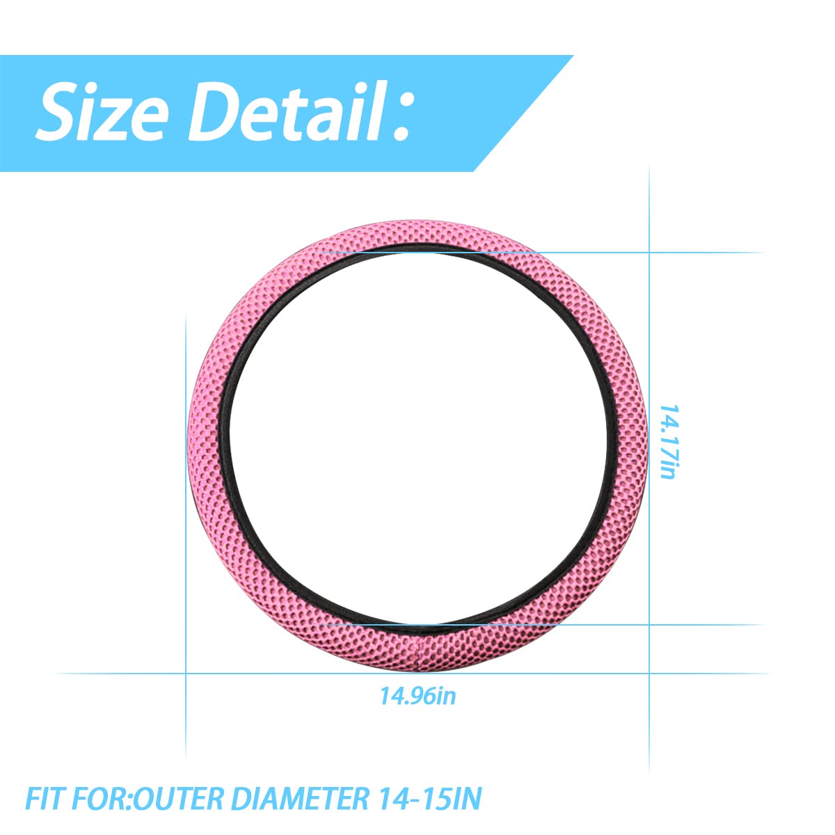 Moly Magnolia Elastic Stretch Steering Wheel Cover, Universal 15 Inch Auto Steering Wheel Cover, Microfiber Breathable Ice Silk,