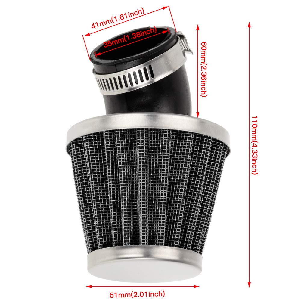 Hiaors 35Mm Go Kart Bent Rubber Tube Air Filter Cleaner For Nst Sunl Kazuma Baja 50Cc 70Cc Coolster 110Cc 125Cc Atv Xr50 Crf50 C