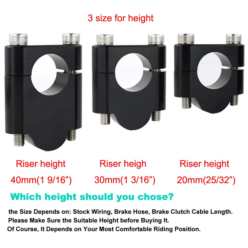 Xitomer 7/8'' 22Mm Motorcycle Atv Dirt Bike Handlebar Risers With Clamps, Fit For Grom Msx125 / Crf 250L, Klr650, Drz 400/S/V-St