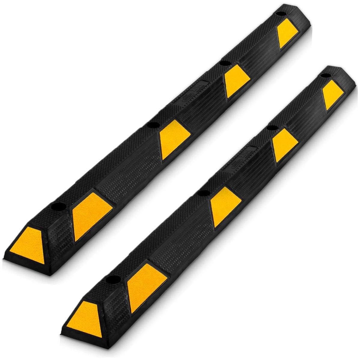 Pyle 72 Inch Heavy Duty Vehicle Rubber Car Parking Wheel Guide Stopper For Driveways, Parking Lot Spots, And Garages, Pack Of 2,