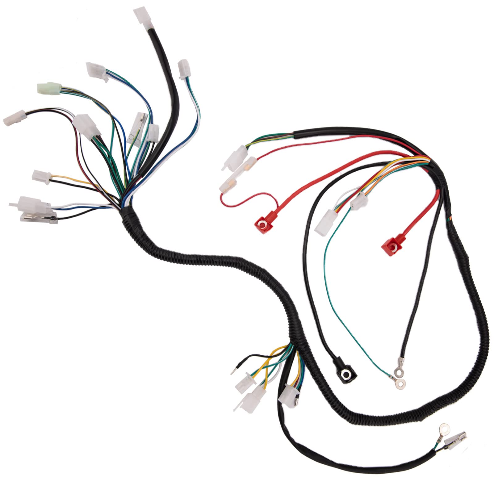 HOOTO Complete Wiring Harness Kit for ATV Quad 50cc-125cc, Black, GY6 Model, Includes Stator Coil, CDI, Relay, Spark Plug