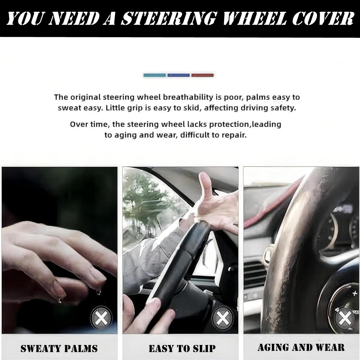 Myghsx Car Steering Wheel Cover, Universal Microfiber Leather Elastic Carbon Fiber 15 Inch Breathable Anti-Slip Steering Wheel P