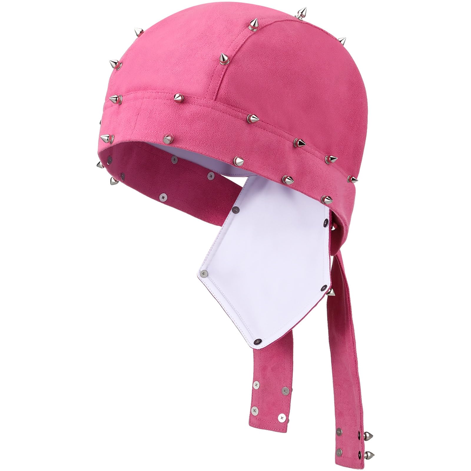 Funnysoft 1 Pcs Pink Studded Biker Cap for Women, Cycling Cap Motorcycle Helmet Stylish Biker Headwrap for Riding Outdoor Activi