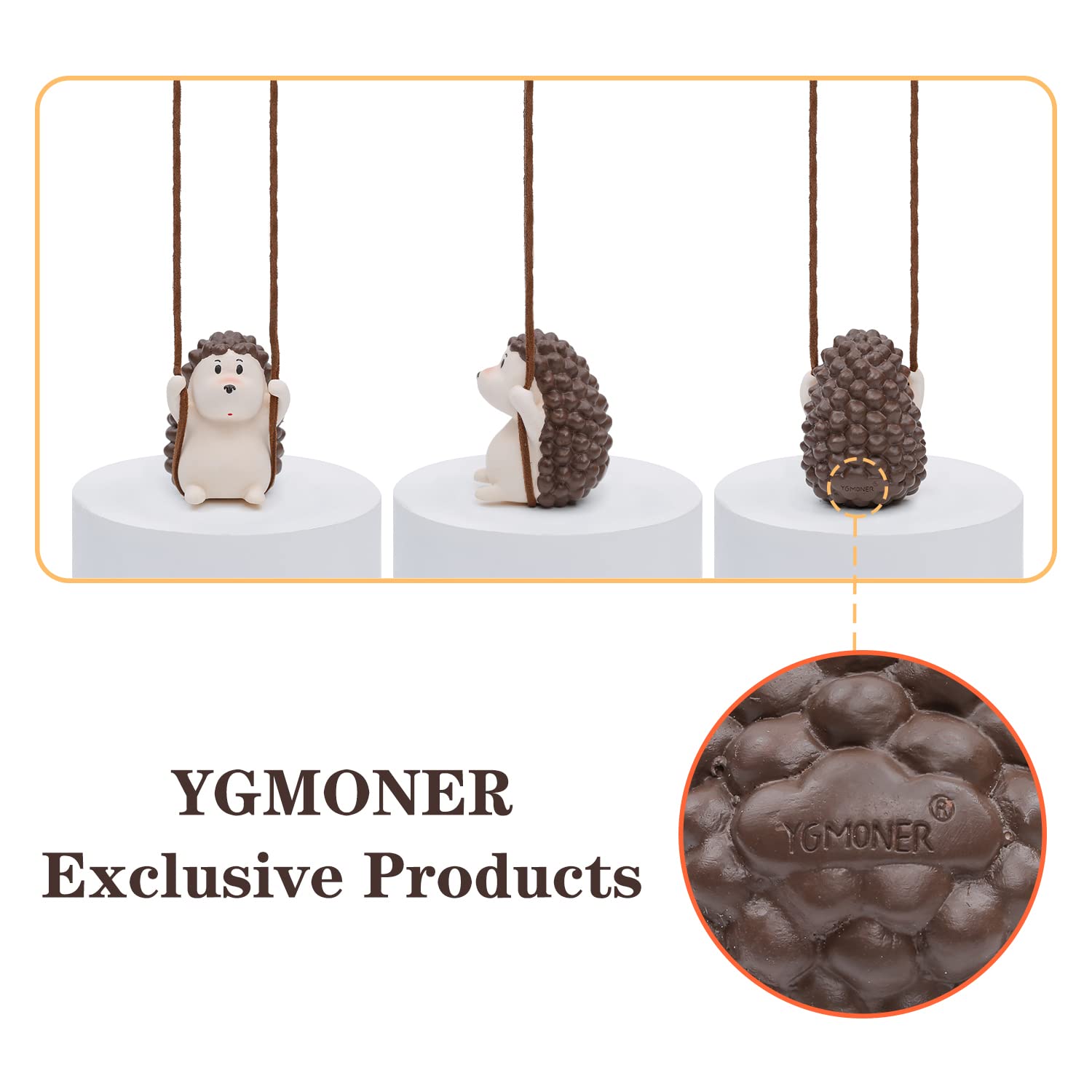 YGMONER Cute Hedgehog Car Mirror Hanging Ornament - Gypsum Plaster, New Hedgehog, Model mgygs50388