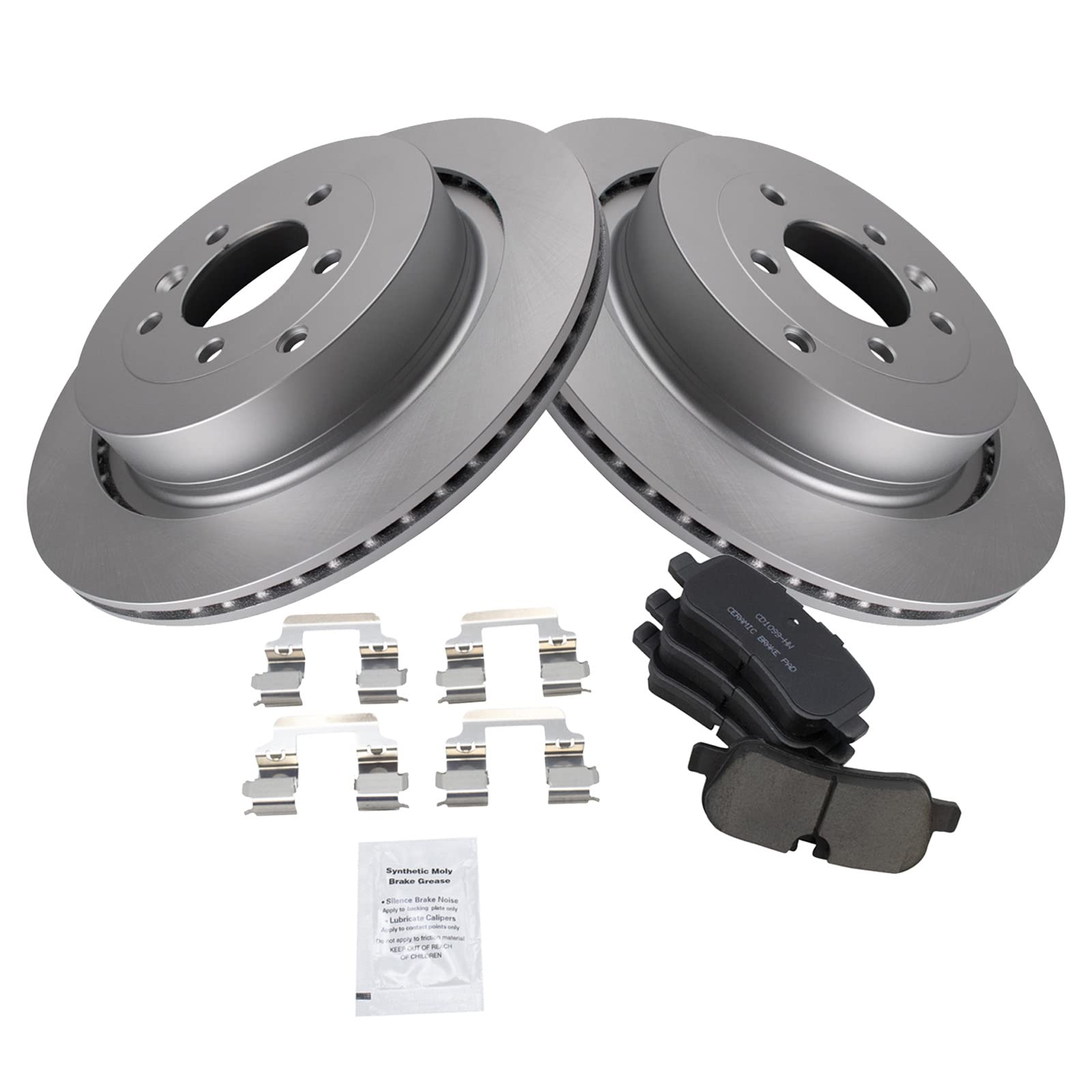 Trq Rear Brake Pad & Rotor Kit Brake Pads Brake Rotor Ceramic Vented Premium G-Coated Compatible With 2005-2009 Land Rover Lr3 2