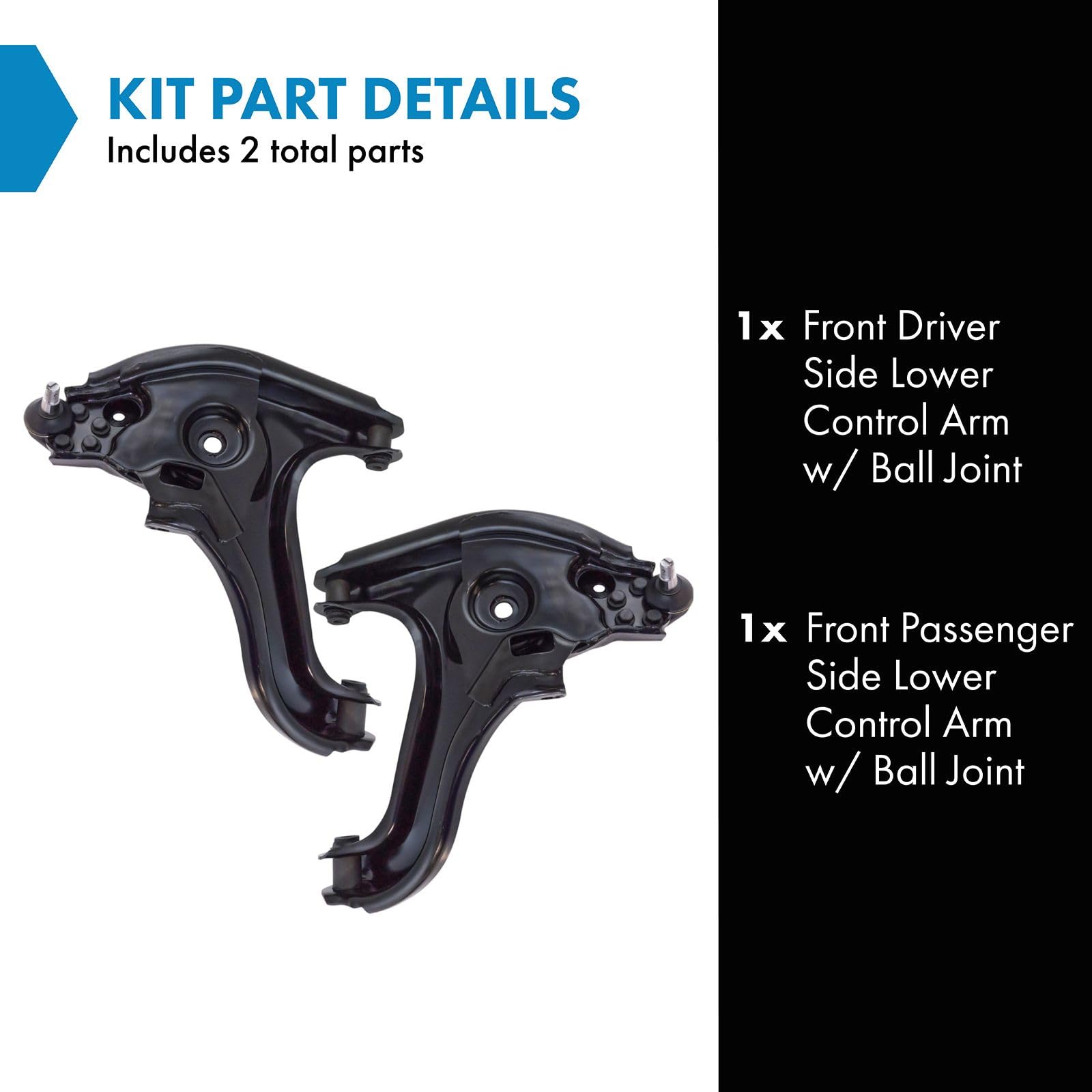 Trq Front Lower Control Arm With Ball Joint Set Compatible With 2000-2001 Dodge Ram 1500