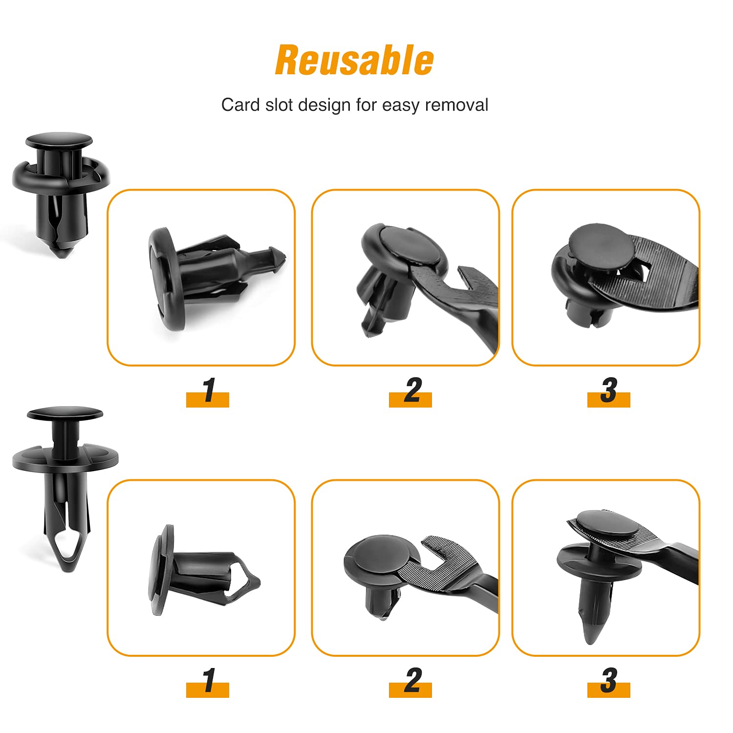 Gooacc 150 Pcs Push Type Bumper Fasteners Rivet Clips Universal Auto Clips & Fastener For Bumper Fender Clips Replacement Fasten