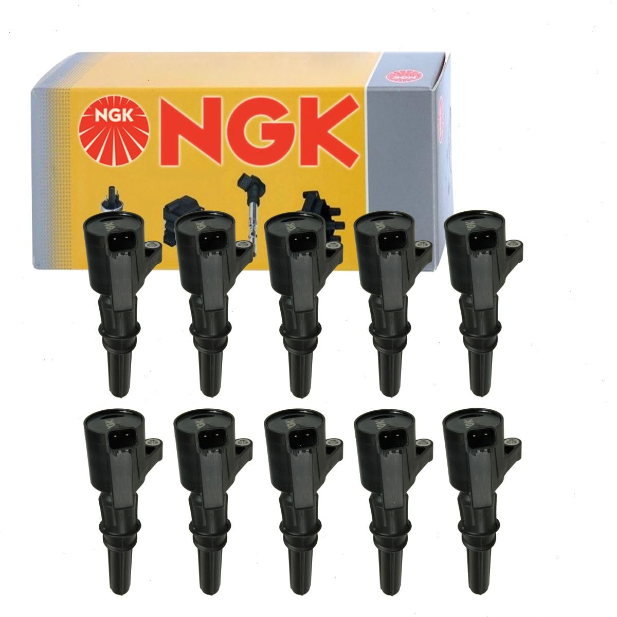 10 pc NGK Ignition Coils compatible with Ford F-250 Super Duty 6.8L V10 1999-2004