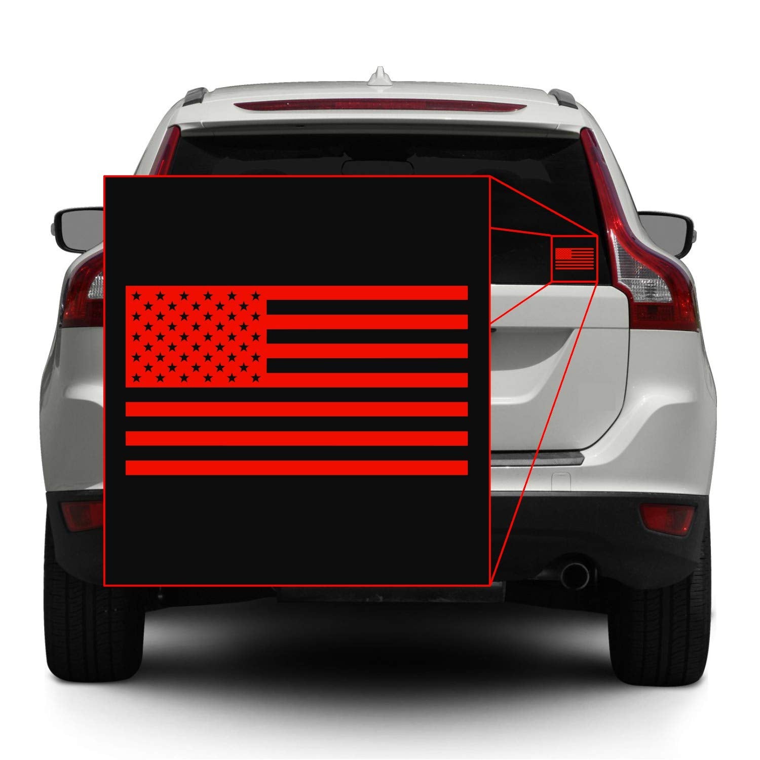 Hill Country Vinyl American US Flag Vinyl Decal Sticker - 3.5in x 2in, Matte Red for Laptop, Car, Truck, Window, Bumper