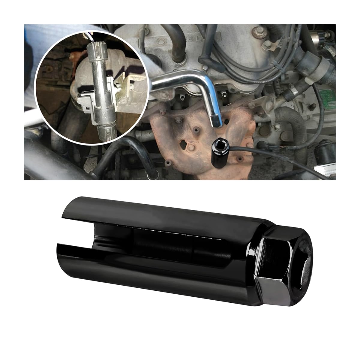BELOMI Oxygen Sensor Socket with Side Wire Cutout, 3/8 Inch Drive x 0.39 Inch (12mm) 6-Point fits All Vehicle O2 Removal and Ins
