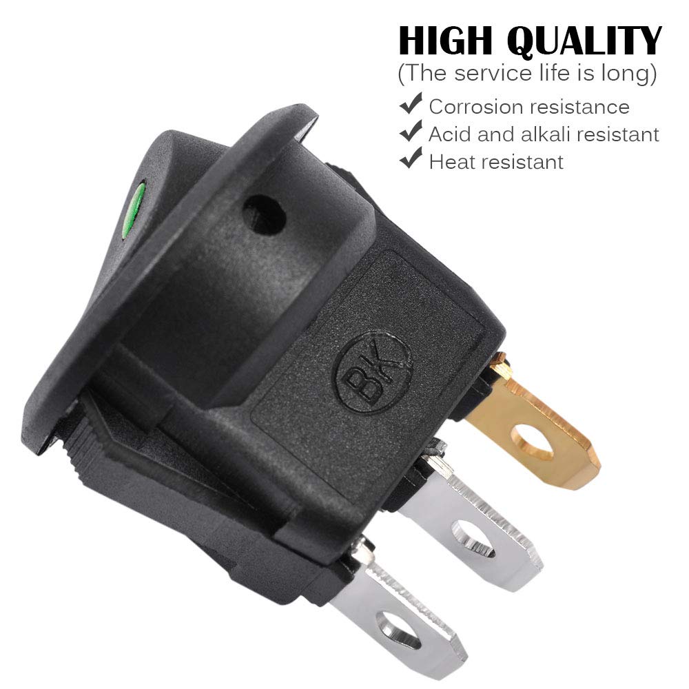 AutoEC 3pc Rocker Toggle Switch Set with Green Light - On/Off Control for Car/Truck - 12V, Yellow