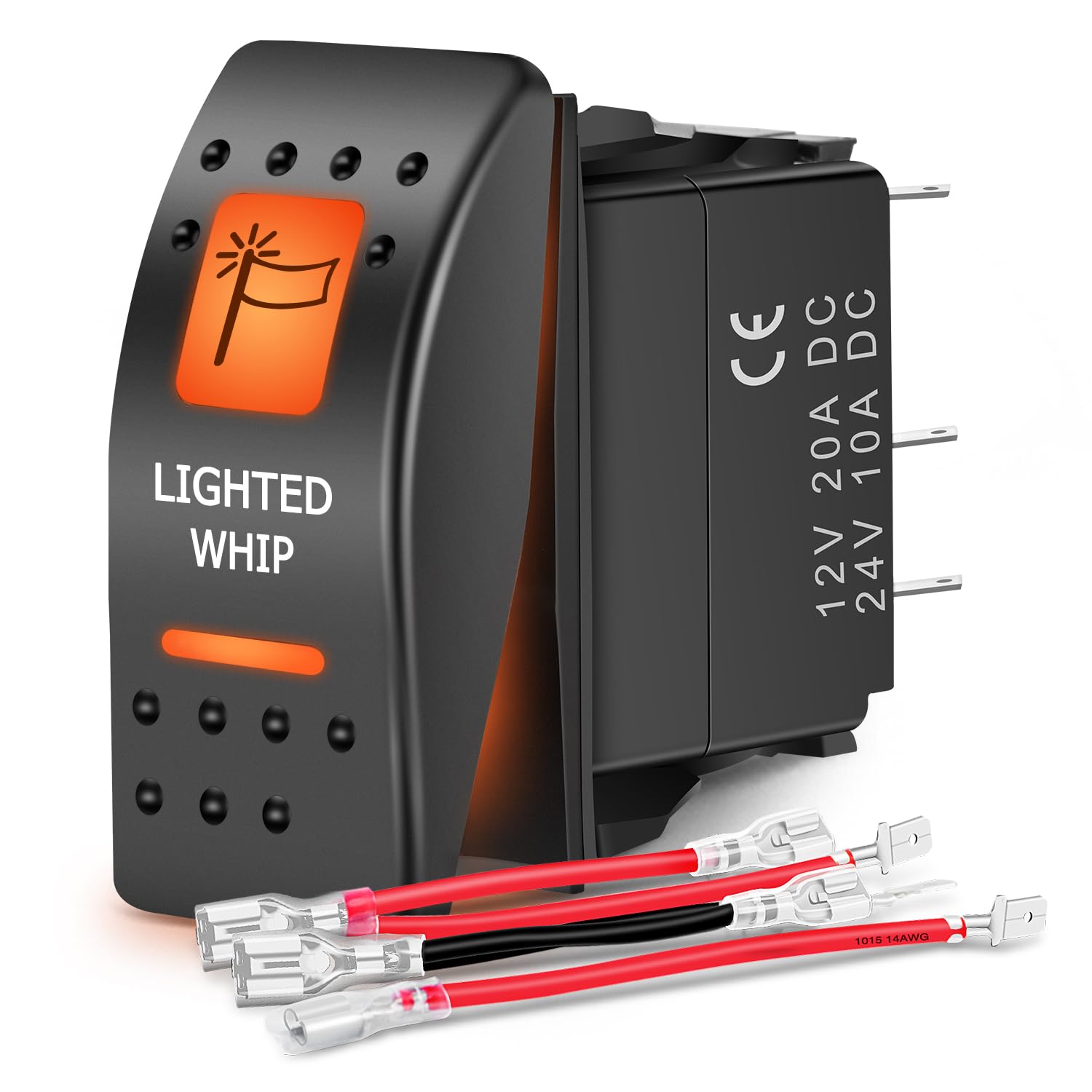 Nilight Utv Lighted Whip Rocker Switch On Off 5Pin Spst Led Light Bar Switches W/Orange Backlit 12V 24V Toggle Compatible For Po
