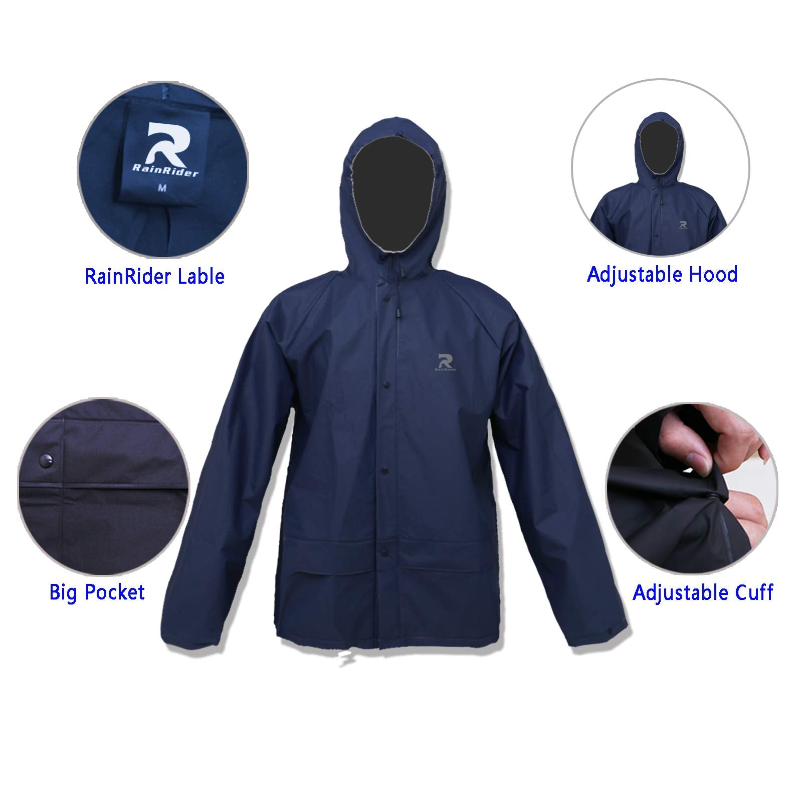 Ultra-Lite Rain Coat With Pants For Men Women Waterproof Rain Suit For All Sports(Navy,3Xl)