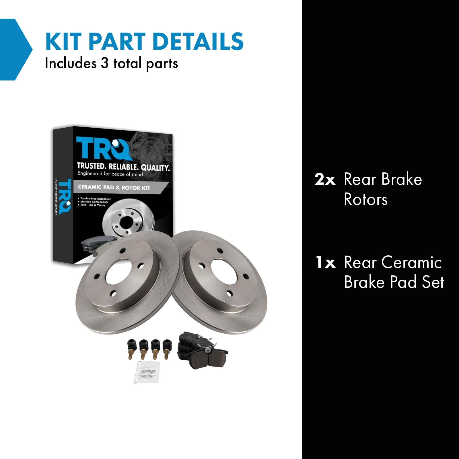 Trq Rear Brake Pad & Rotor Kit Brake Pads Brake Rotor Ceramic Compatible With 2001-2007 Ford Focus