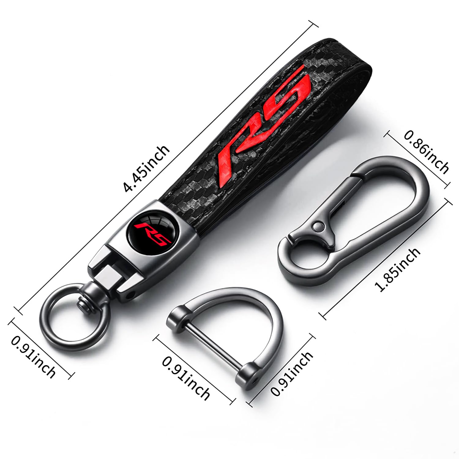 Annloysky Black Carbon Fiber Leather Car Metal Key Chain Keyring Accessories Compatible with Chevy Camaro RS Cars Accessories
