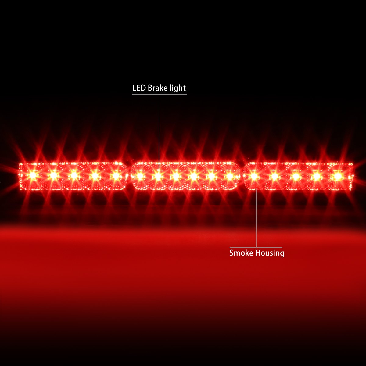 Dna Motoring 3Bl-F15097-Led-T2-Sm Smoked Lens Led Third Tail Brake Light [Compatible With 97-04 F150 F250 / 00-05 Excursion]