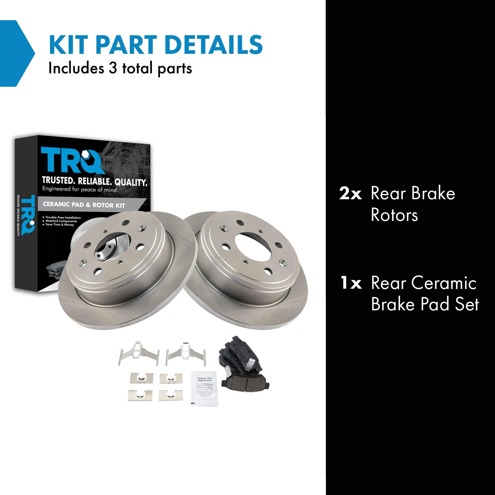 Trq Rear Brake Pad & Rotor Kit Brake Pads Brake Rotor Ceramic Compatible With 1990-1994 Acura Integra 1990-1991 Crx 1988-1991 Pr