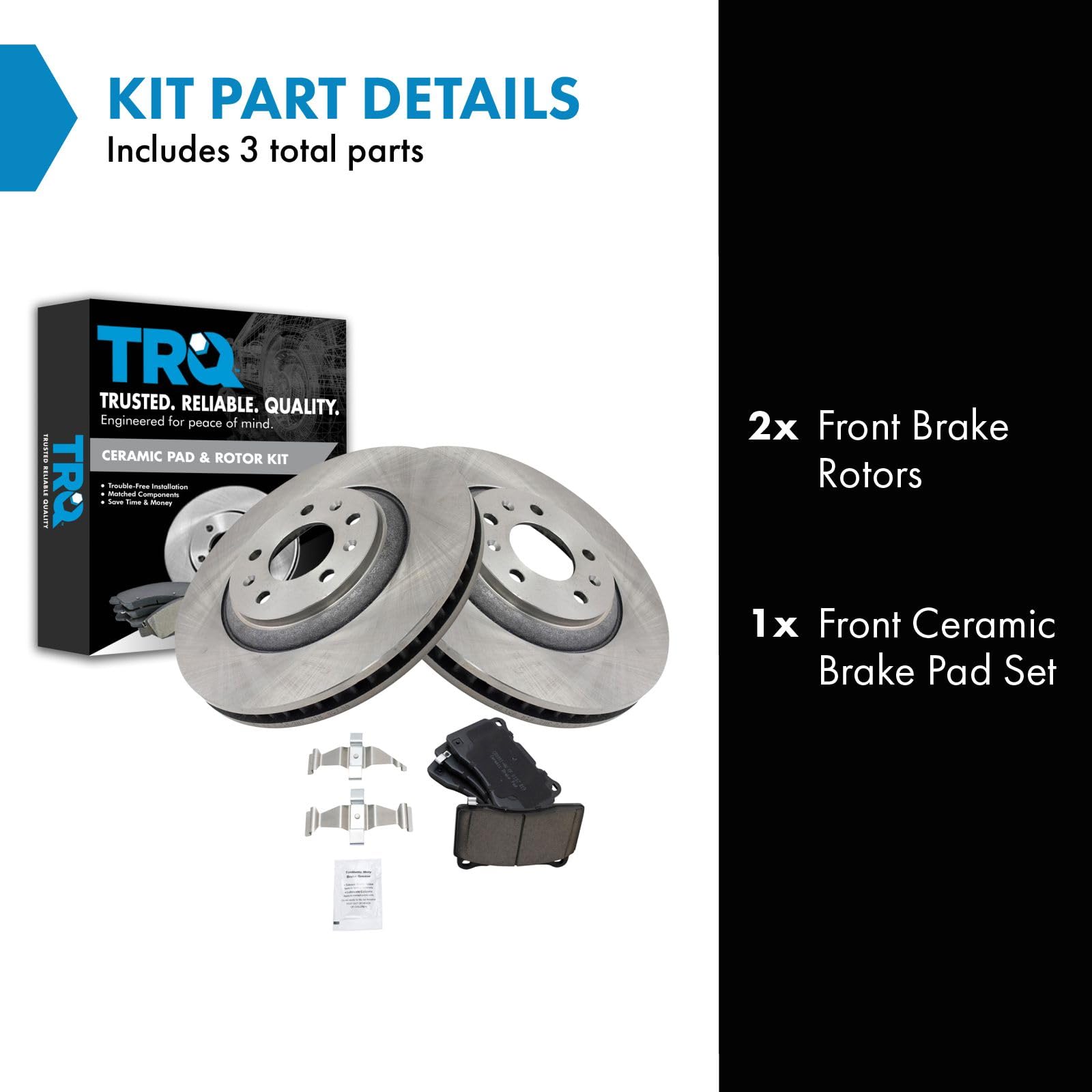 Trq Front Brake Pad & Rotor Kit Brake Pads Brake Rotor Ceramic Compatible With 2004-2007 Cadillac Cts 2006-2009 Sts