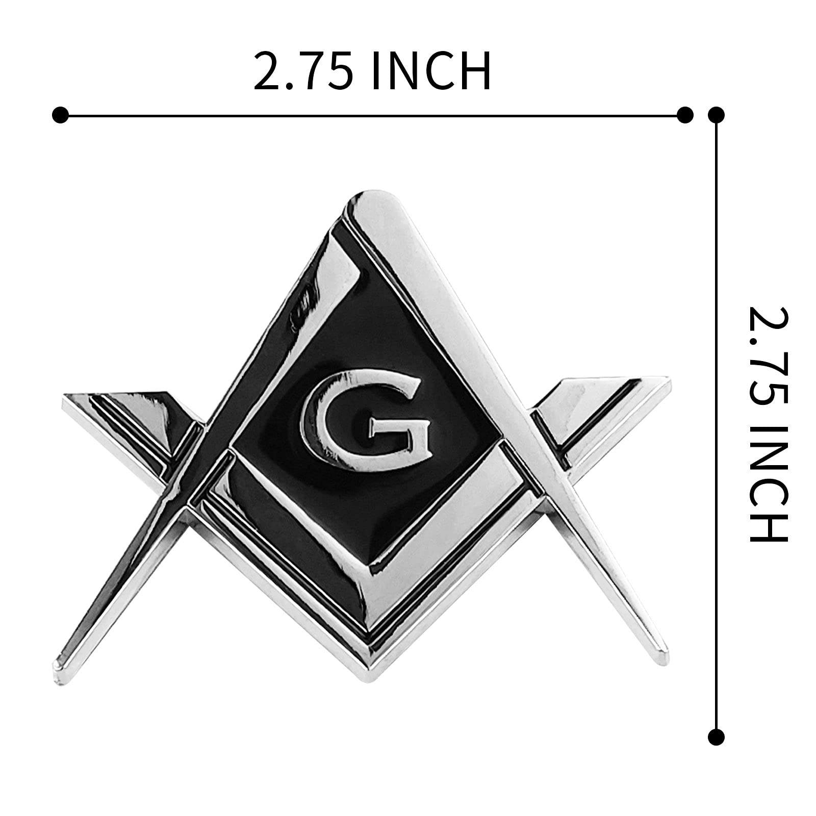 Creatrill 2 Pack 2.75'' Chrome Plated Masonic Car Emblem Mason Square And Compasses Auto Truck Motorcycle Decal Gift Accessories
