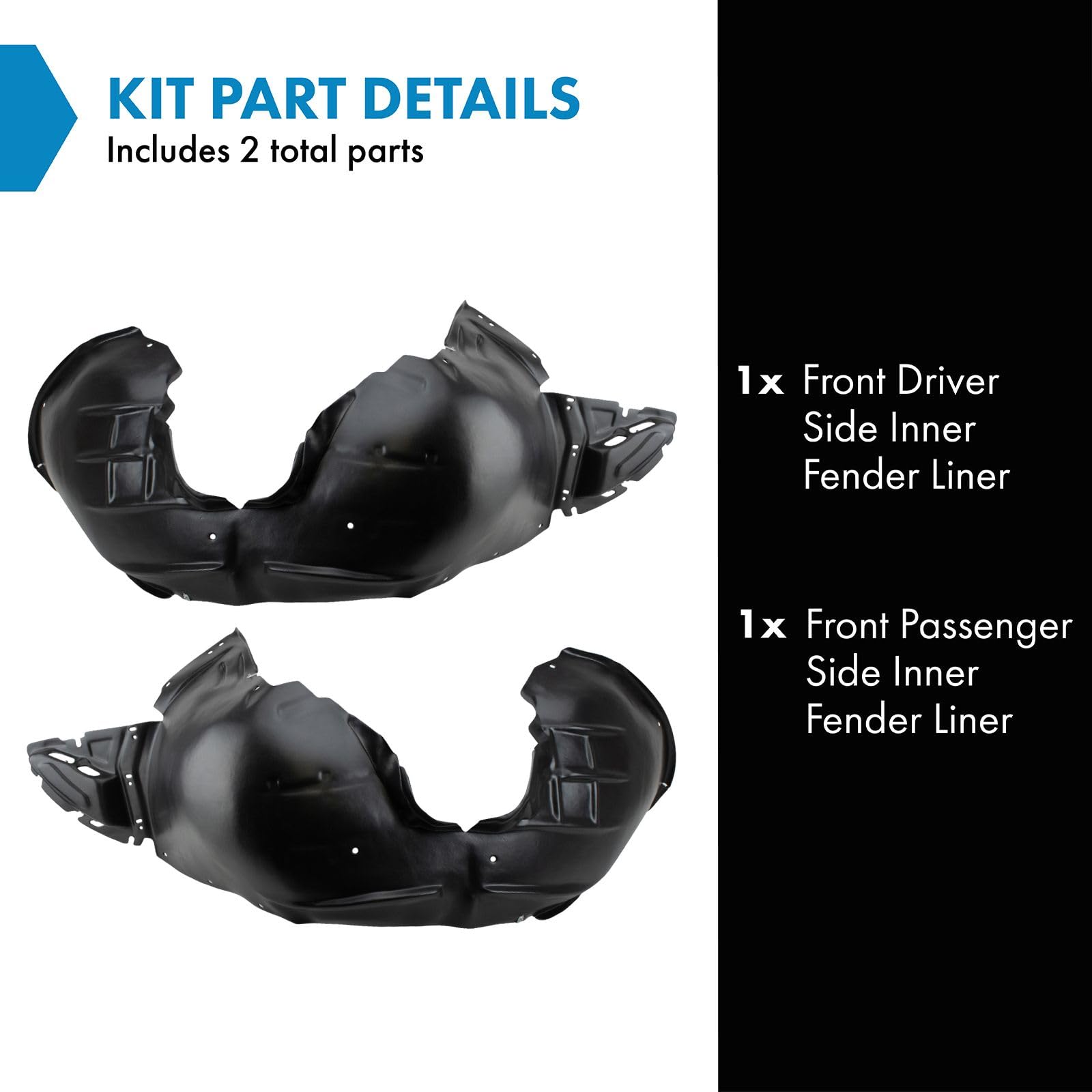 Trq Front Inner Fender Liner Set Compatible With 2016-2018 Chevrolet Malibu Gm1248265 Gm1248279 Gm1249265 Gm1249279