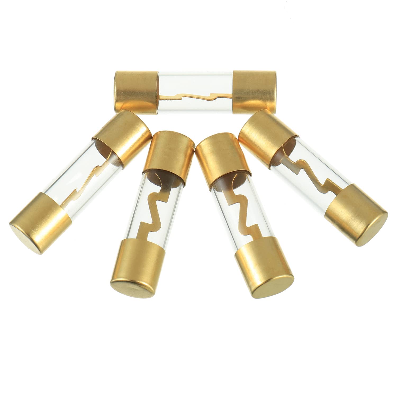 Bojack 50A Gold Plated Glass Car Audio Agu Fuse For Car/Auto/Marine Audio Stereo Amplifier Power Protection (Pack Of 5)