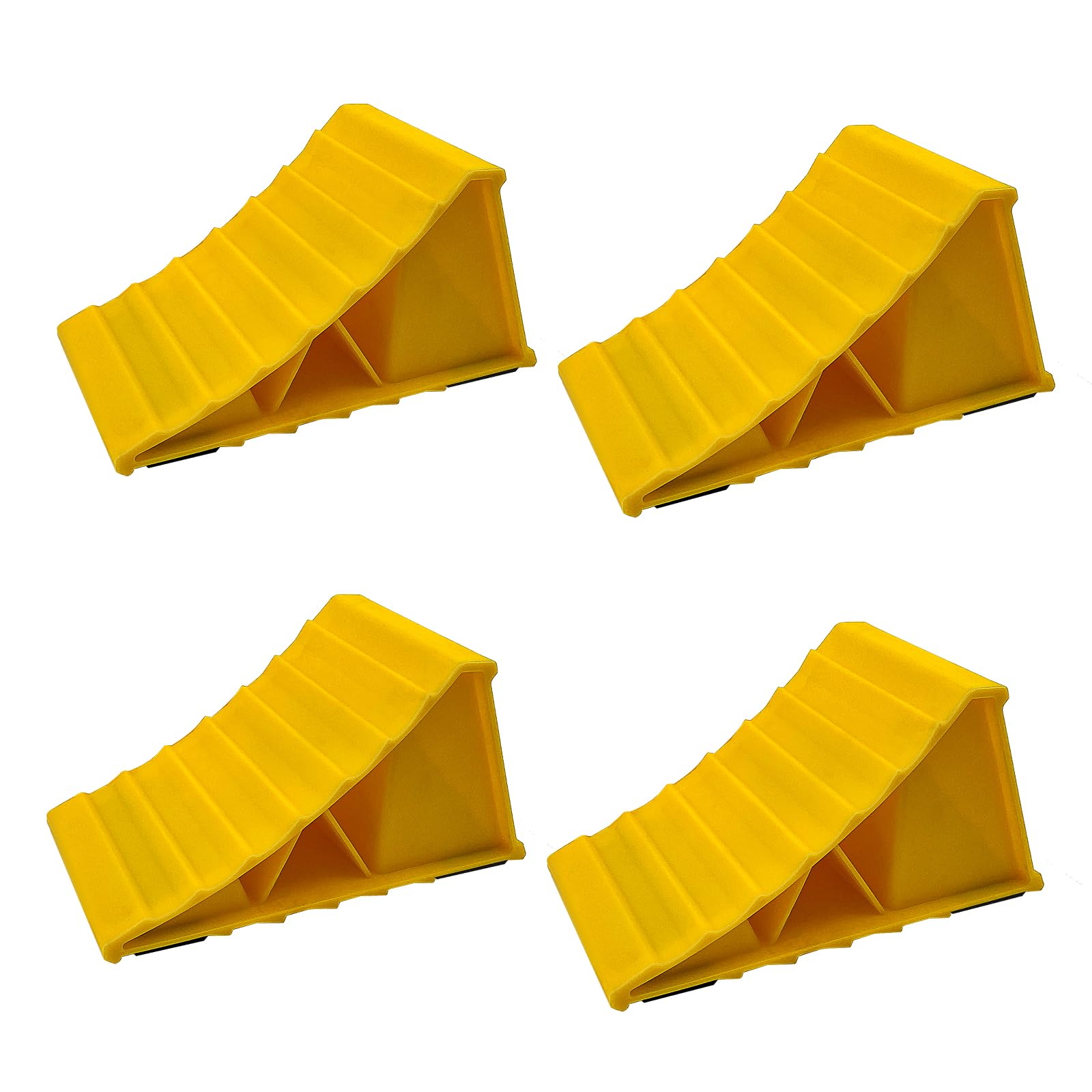 HOXWELL 2 Pairs Wheel Chocks for Travel Trailers, Non Slip Heavy Duty Yellow Wheel Chock, Lightweight Wheel Stoppers for Cars Ca