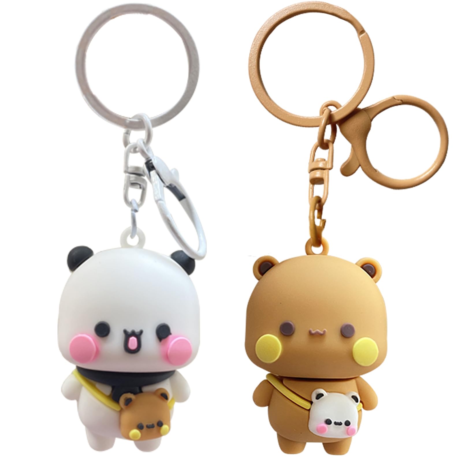 Scyagolila 2PCS BuBuuu and Duduuu Cute Keychains,Mini Kawaii Cartoon Statue Figurine Key Chain for Women Girl Backpack Key