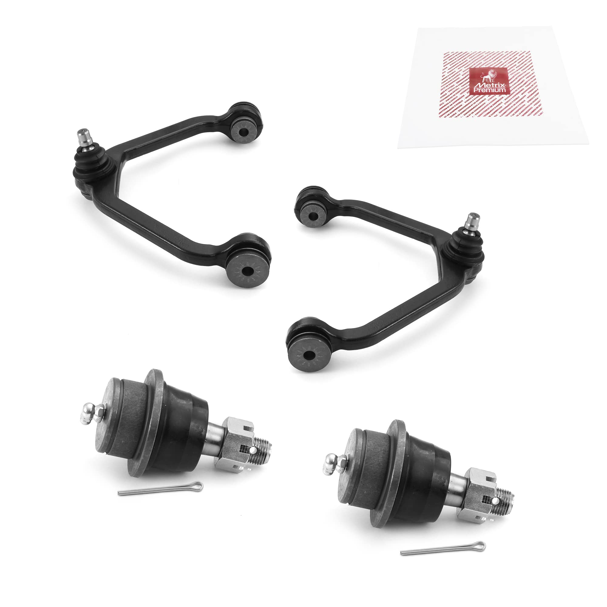 Metrix Premium Chassis Parts - 4 Pc Front L/R Upper Control Arm & Front Lower L/R Ball Joint Kit Fits 10-11 Ford Ranger, 01-03 E