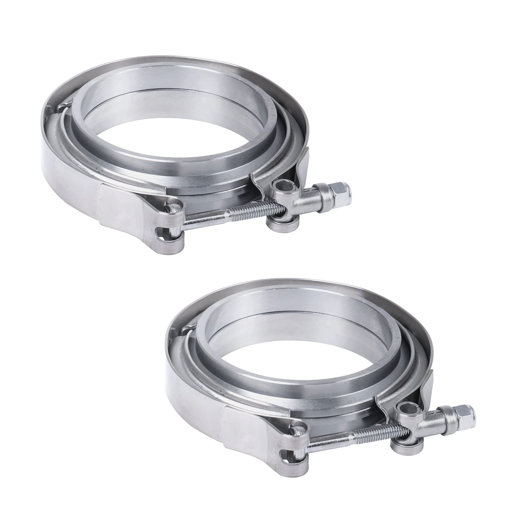 3.5'' V Band Clamp with Flange 2PCS Stainless Steel Male Female Replacement For Turbo Exhaust Downpipes 3.5 Inch V-Band Clamp