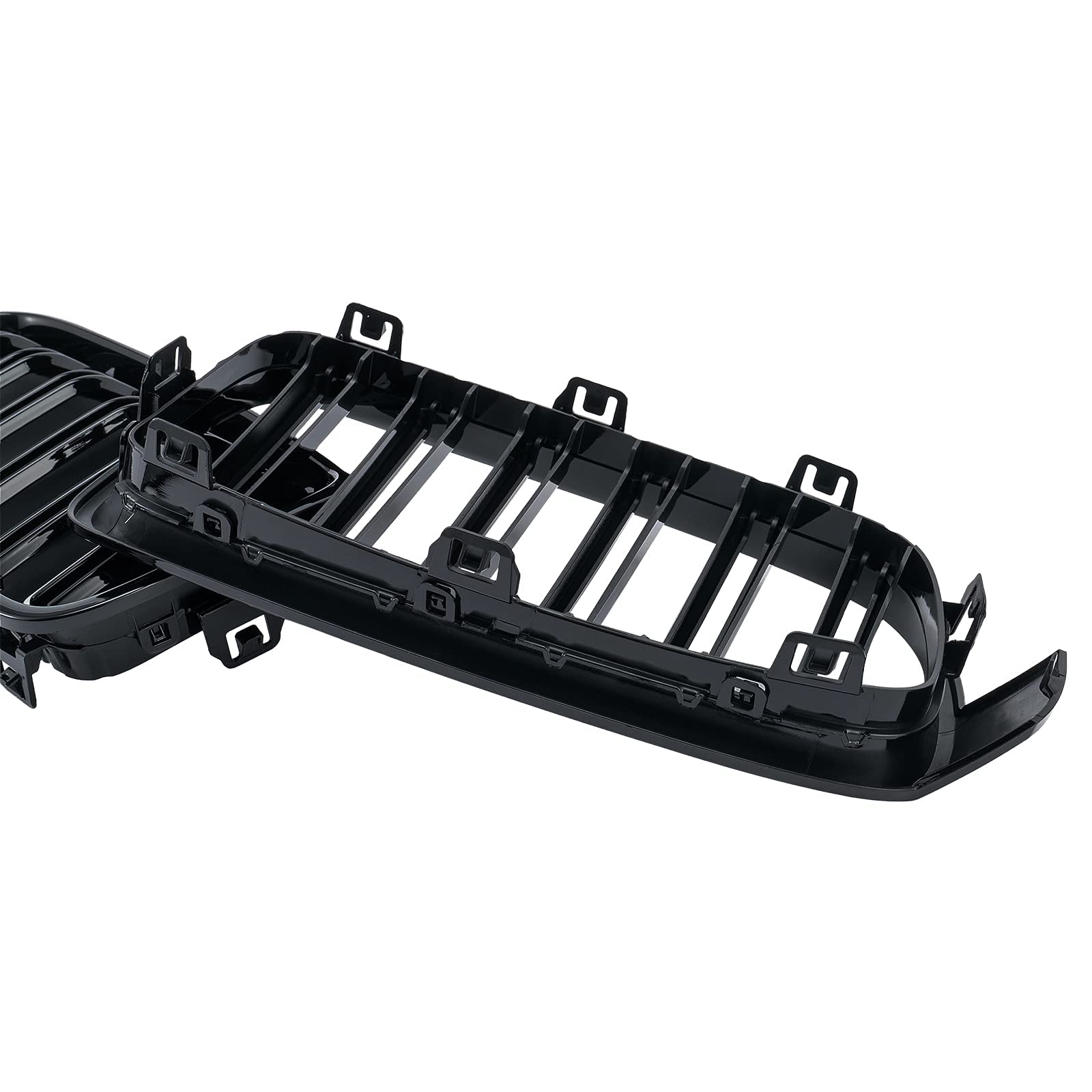 DEKEWEI Front Kidney Grille for BMW 3 Series F30 F31 (2012-2018) - Double Slats Gloss Black, ABS Plastic, 2pcs