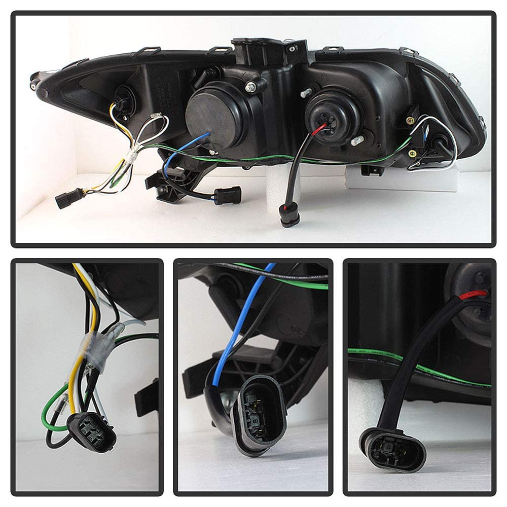 ACANII LED DRL Tube Projector Headlights for 2012-2015 Honda Civic Sedan & Coupe, Black, Driver & Passenger Side