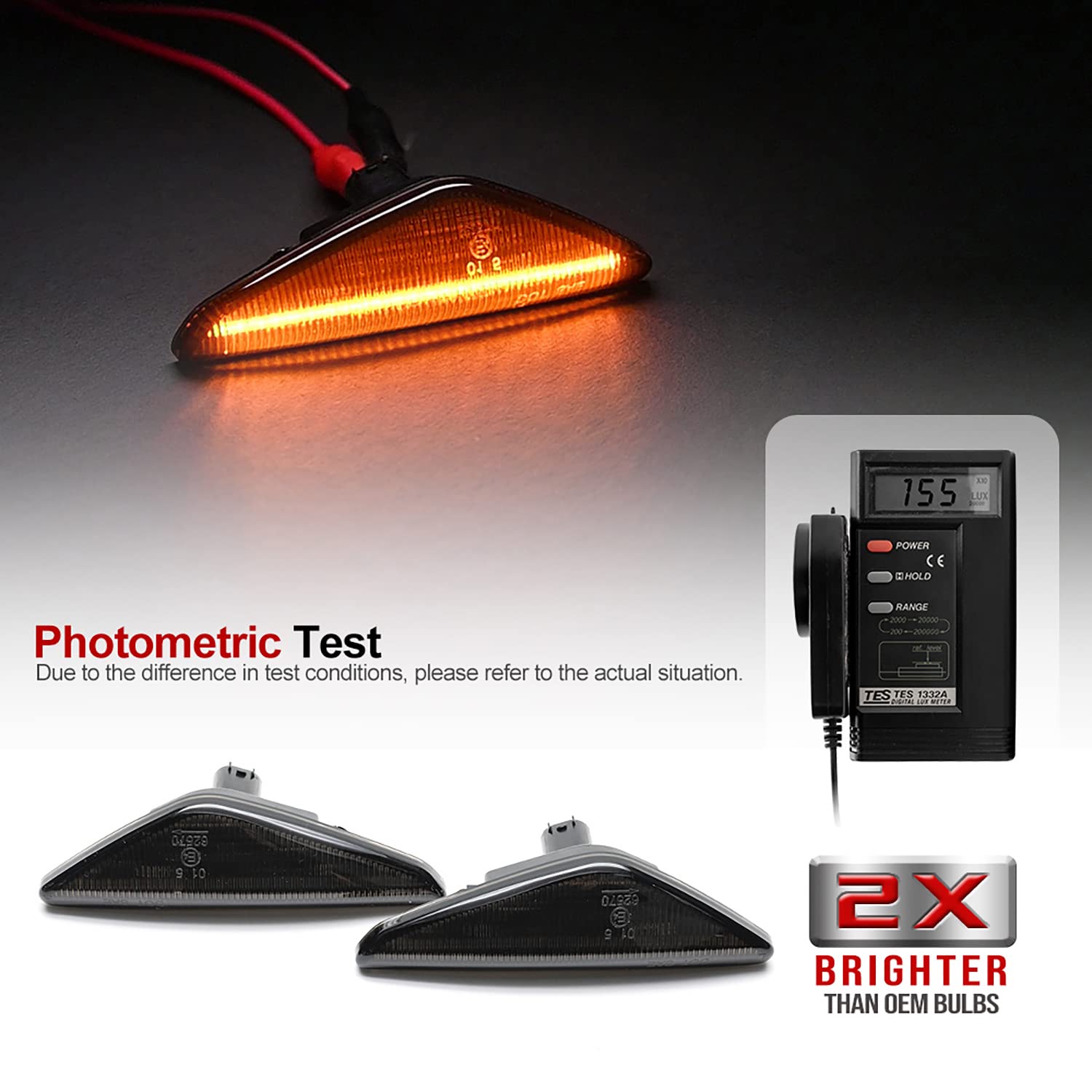 Nslumo Sequential Amber Led Side Marker Lights For 2004-2006 B'Mw E46 Lci 325Ci 330Ci Coupe Convertible Front Fender Turn Signal