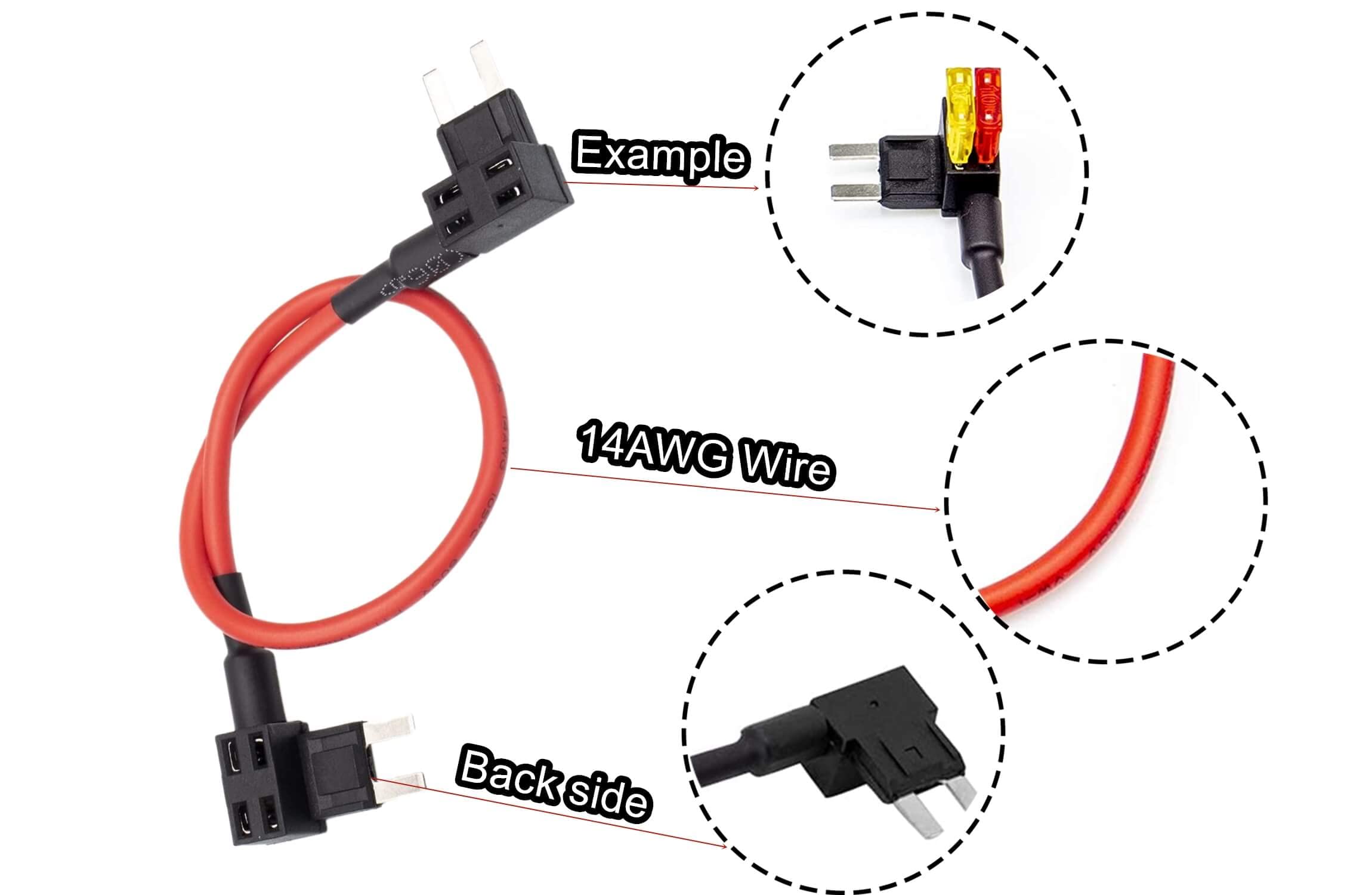 LDCRE TIPM Bypass Cable for Fuel Pump Relay, 14AWG Wire, Red, Compatible with Dodge Ram 1500/2500/3500, Jeep, Chrysler, VW