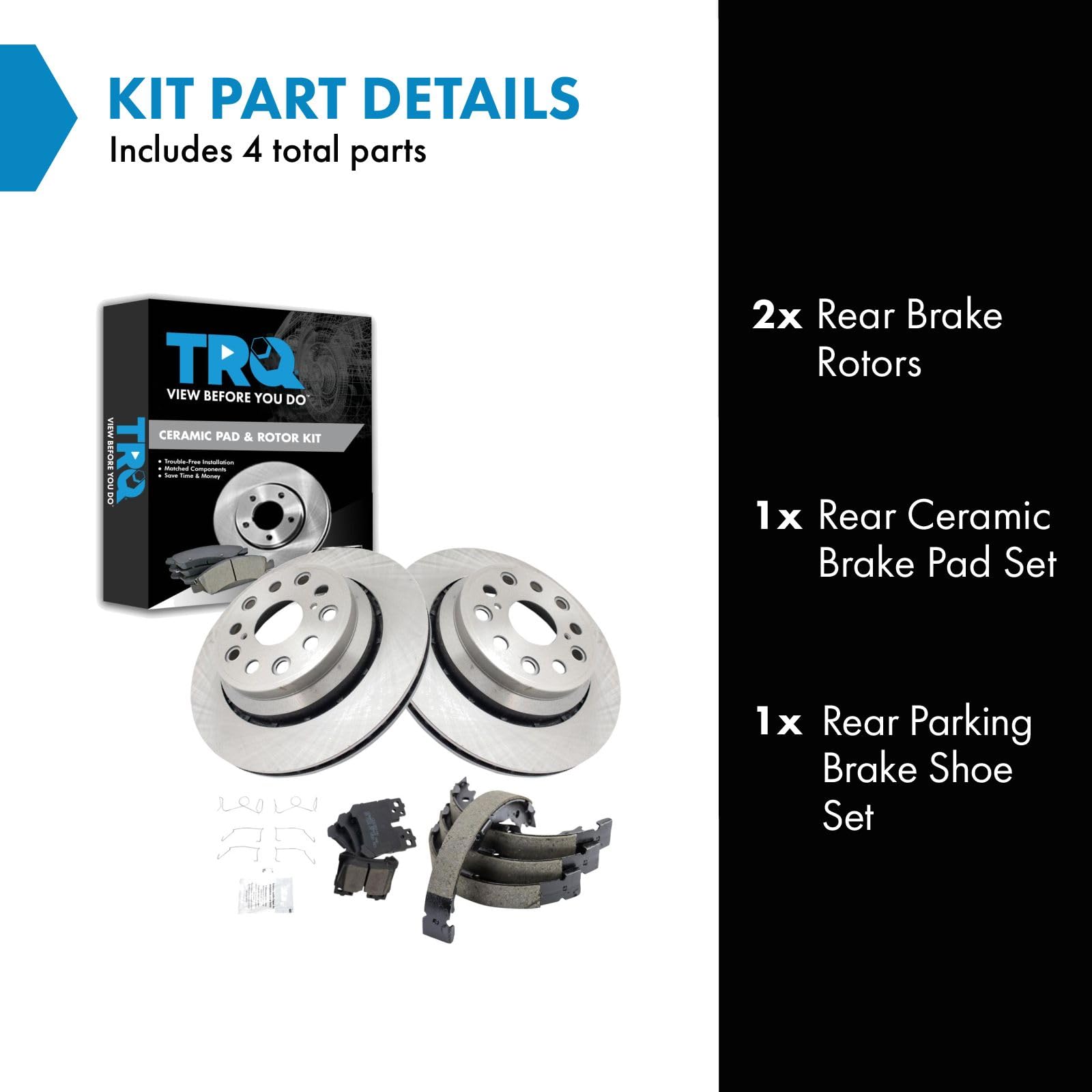 Trq Rear Ceramic Brake Pad & Rotor Kit Compatible With 2011-2016 Lexus Ls460