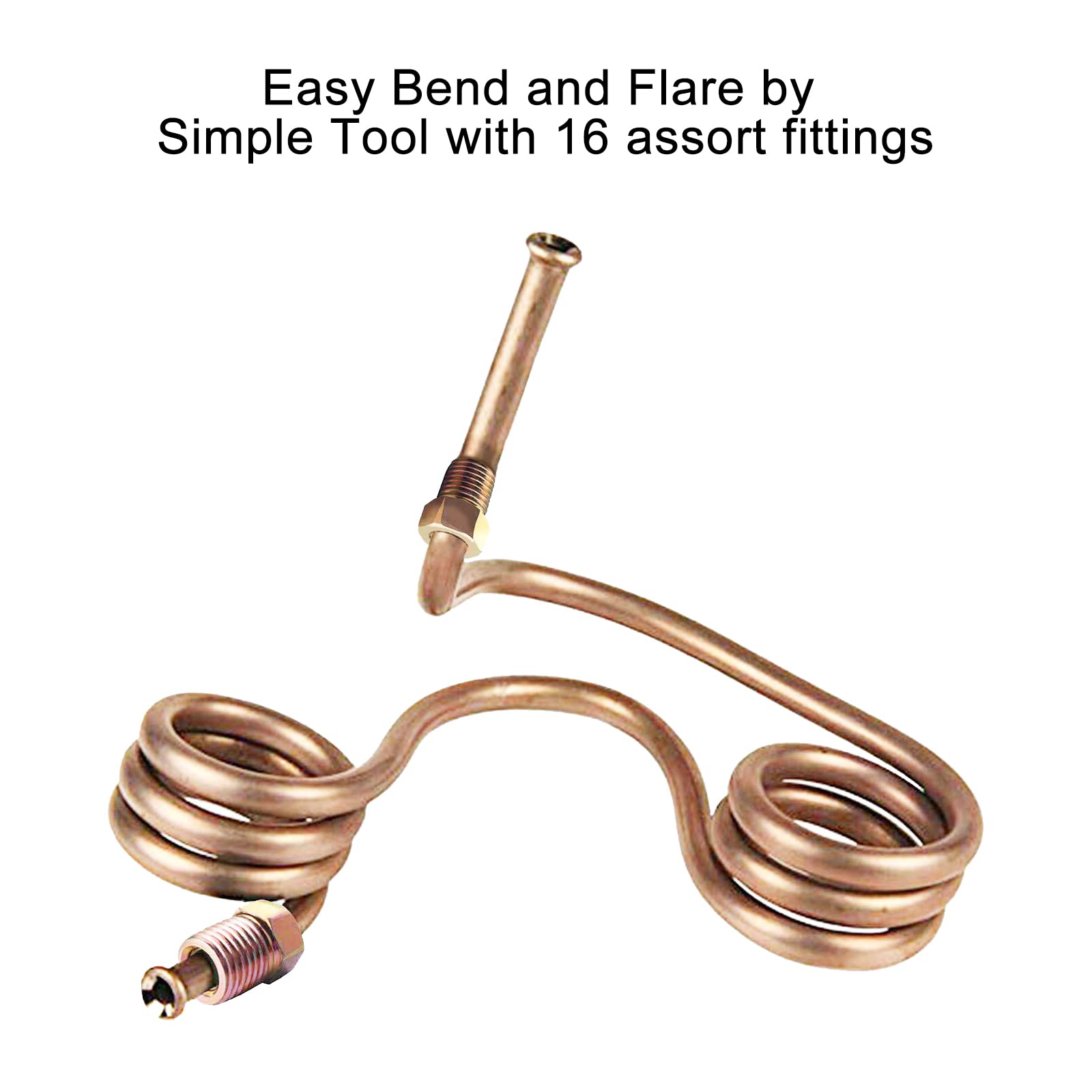 Muhize Upgraded 3/16 Copper Nickel Brake Line - 25Ft Non-Magnetic Brake Tubing With 16 Fittings For Corrosion Resistance
