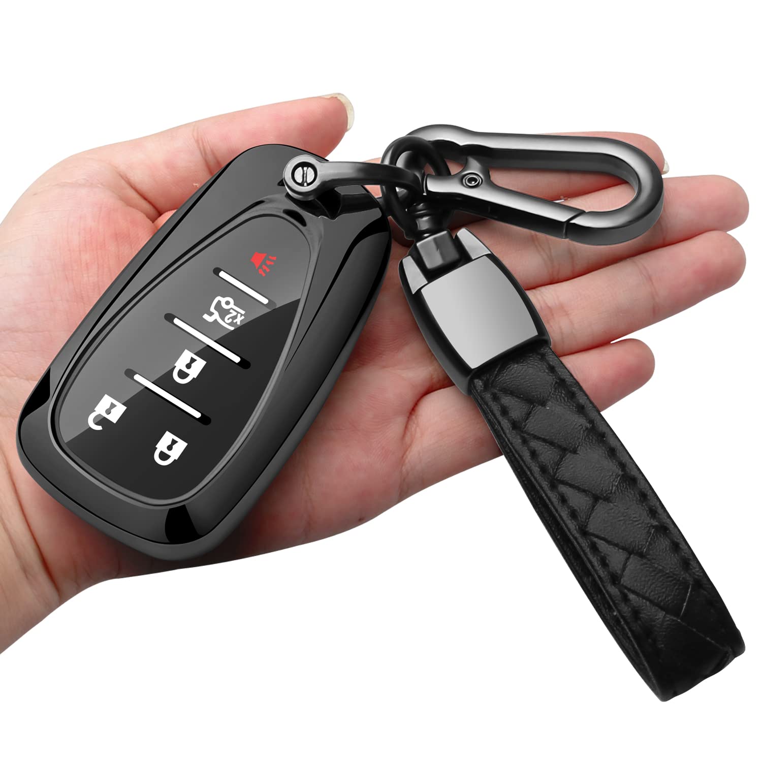 Sindeda For Chevrolet Key Fob Cover With Keychain Soft Tpu Full Protection Key Shell Case Compatible With Chevrolet 2017-2021 Ch