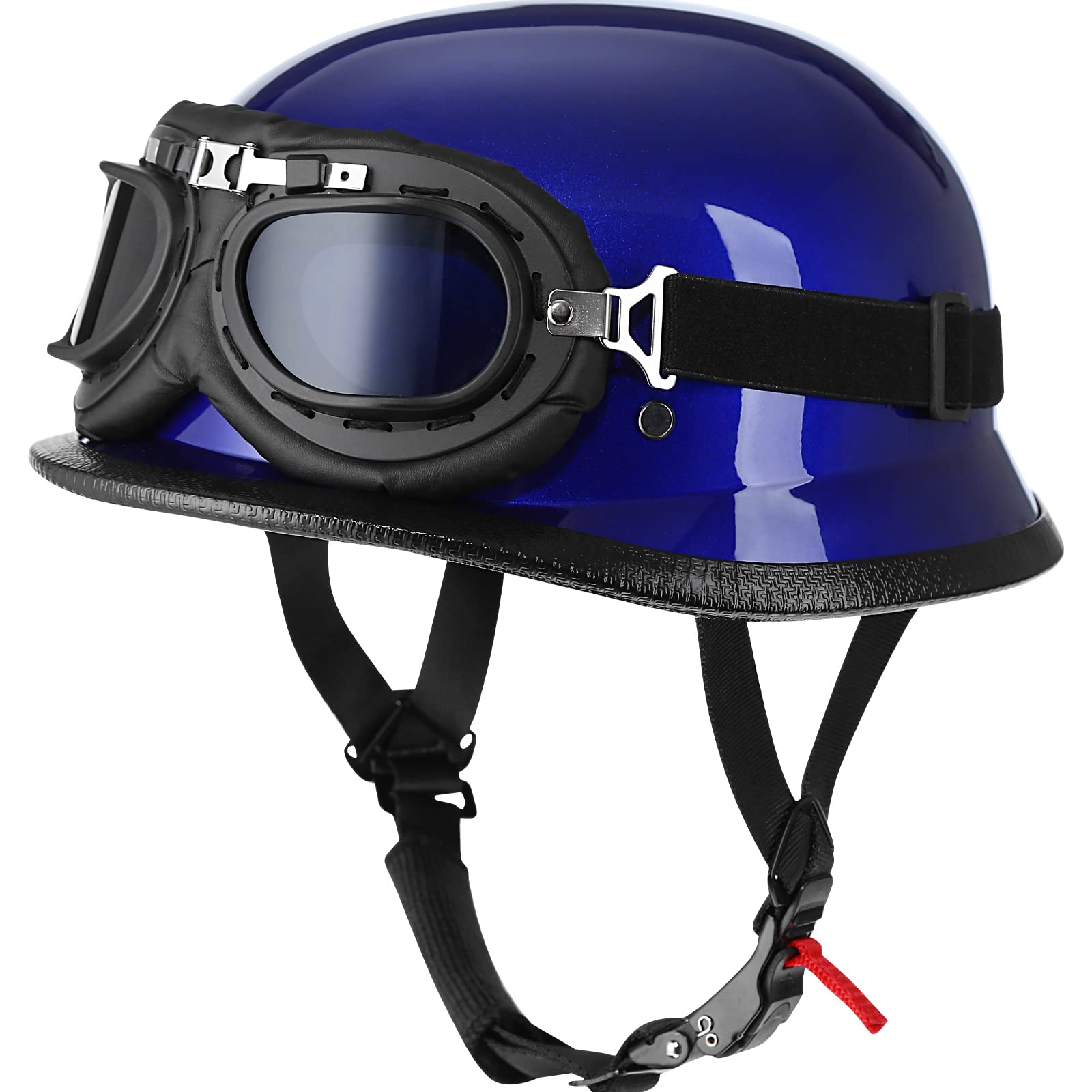 Yesmotor Helmet Half Shell German Motorcycle Helmet With Cycling Glasses - Dot Approved(L)