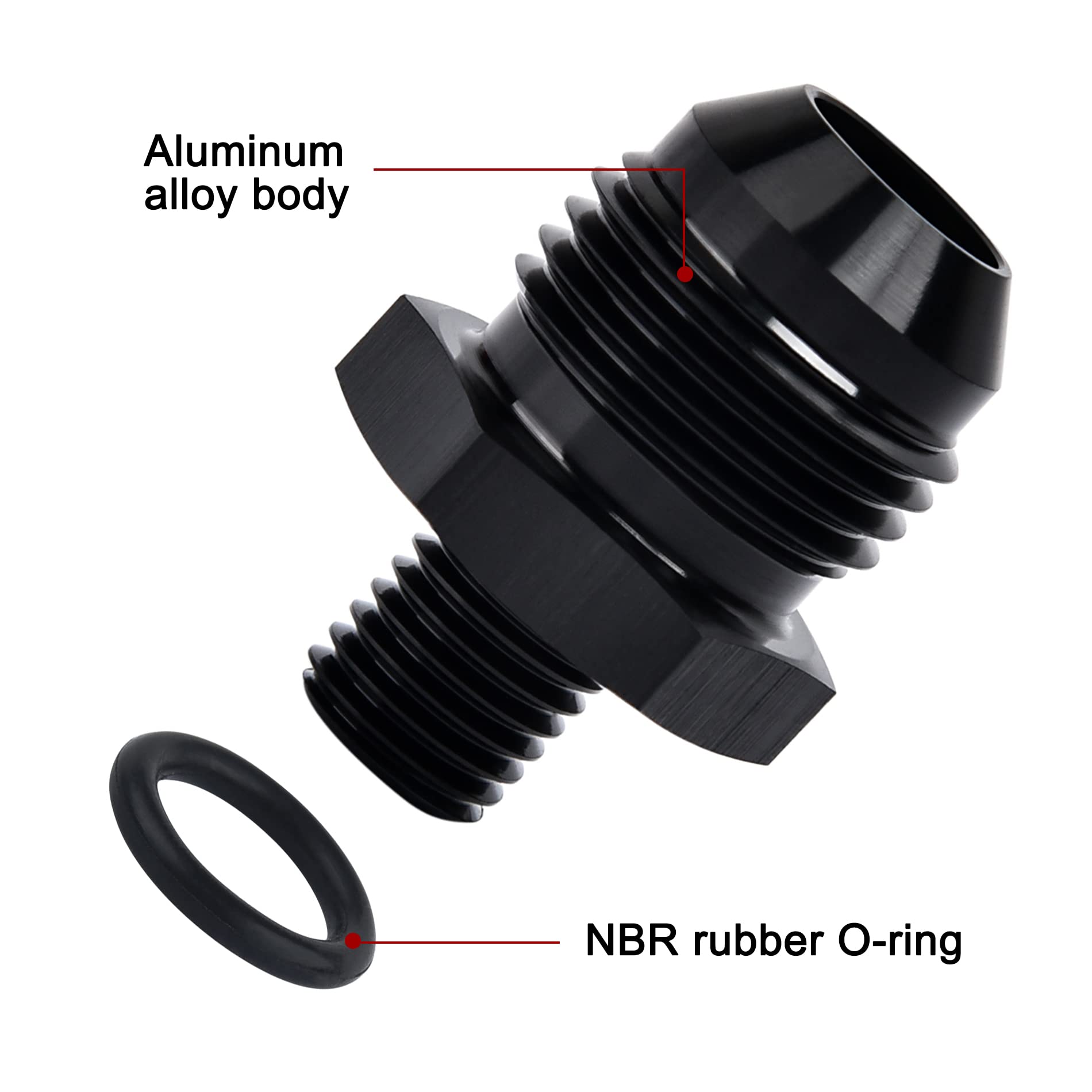 Evil Energy 8An Male Flare To M10 X 1.25Mm Male Metric Fitting Adapter Aluminium Alloy 2Pcs