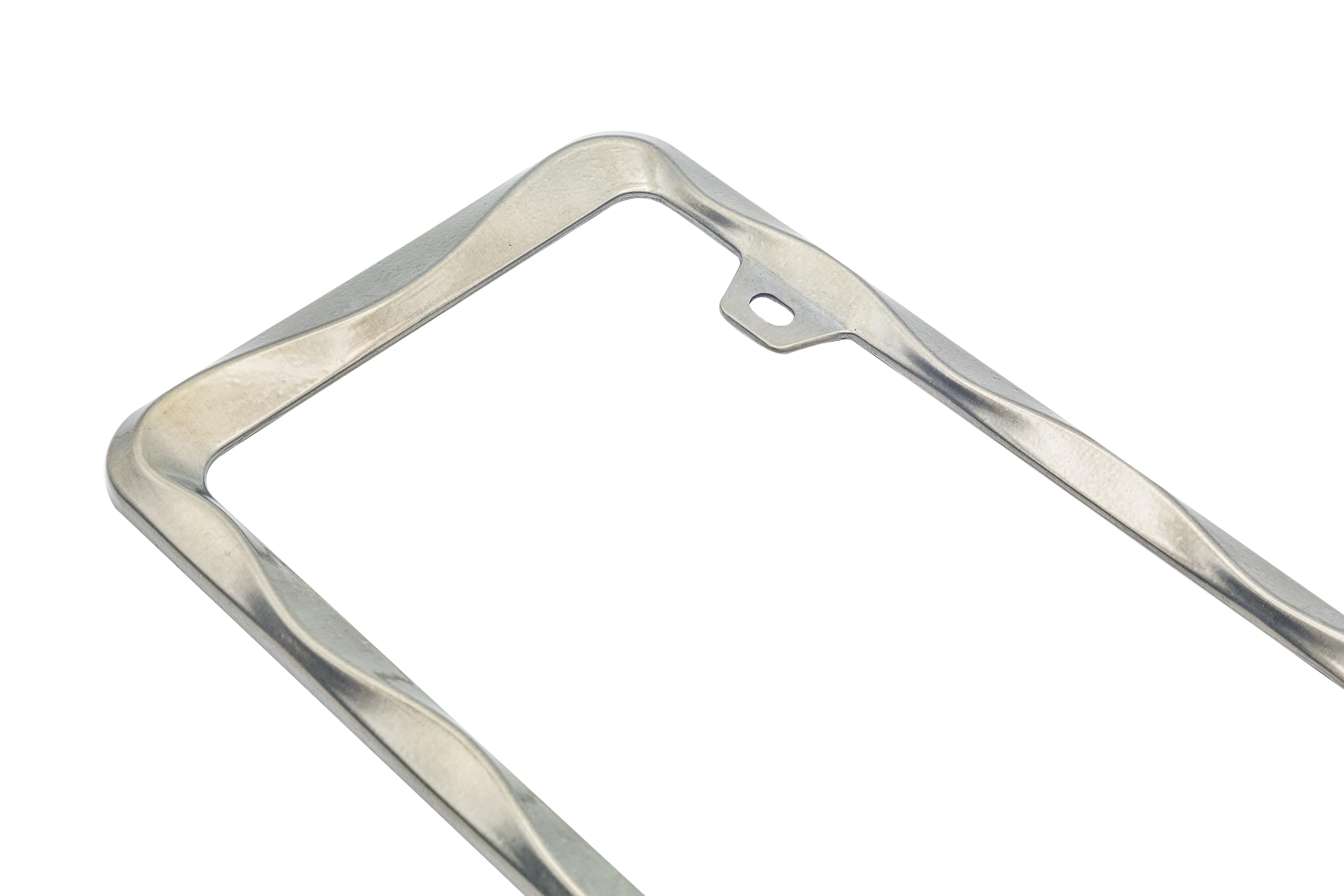 Creathome 3D Curly Wave Pattern Brush Nickel License Plate Frame - Zinc Alloy Metal, Brush Nickel, 1 Size