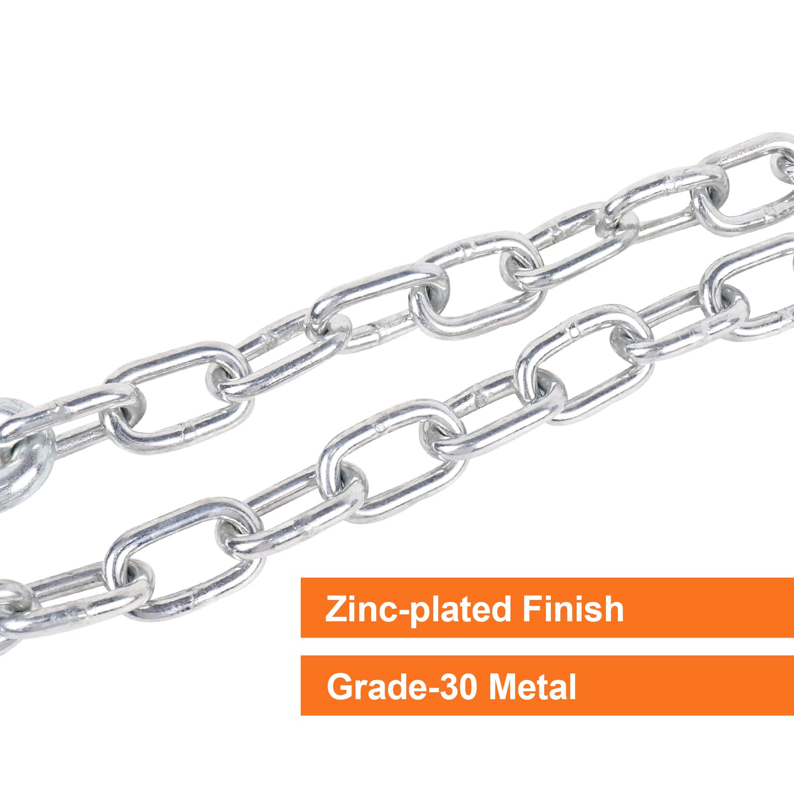 Teukriga 3/16'' X 48'' Grade 30 Steel Boat Trailer Safety Chain With Spring Clip Hooks 3500 Lbs, 2 Pcs (3/16'' X 48'')