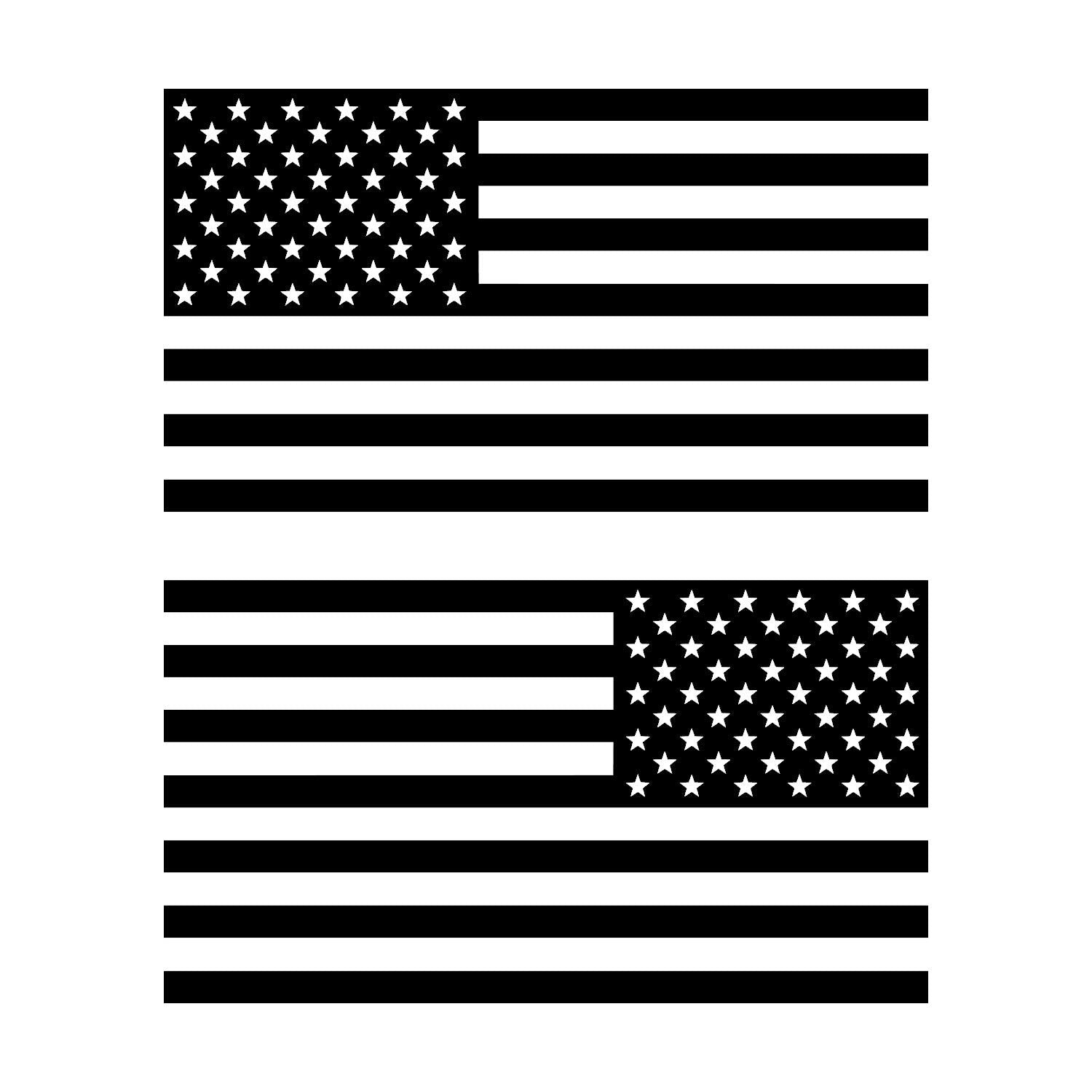 American Us Flag [Pick Color/Size] Vinyl Decal Sticker For Laptop/Car/Truck/Window/Bumper (18In Subdued Pair, Matte Black)