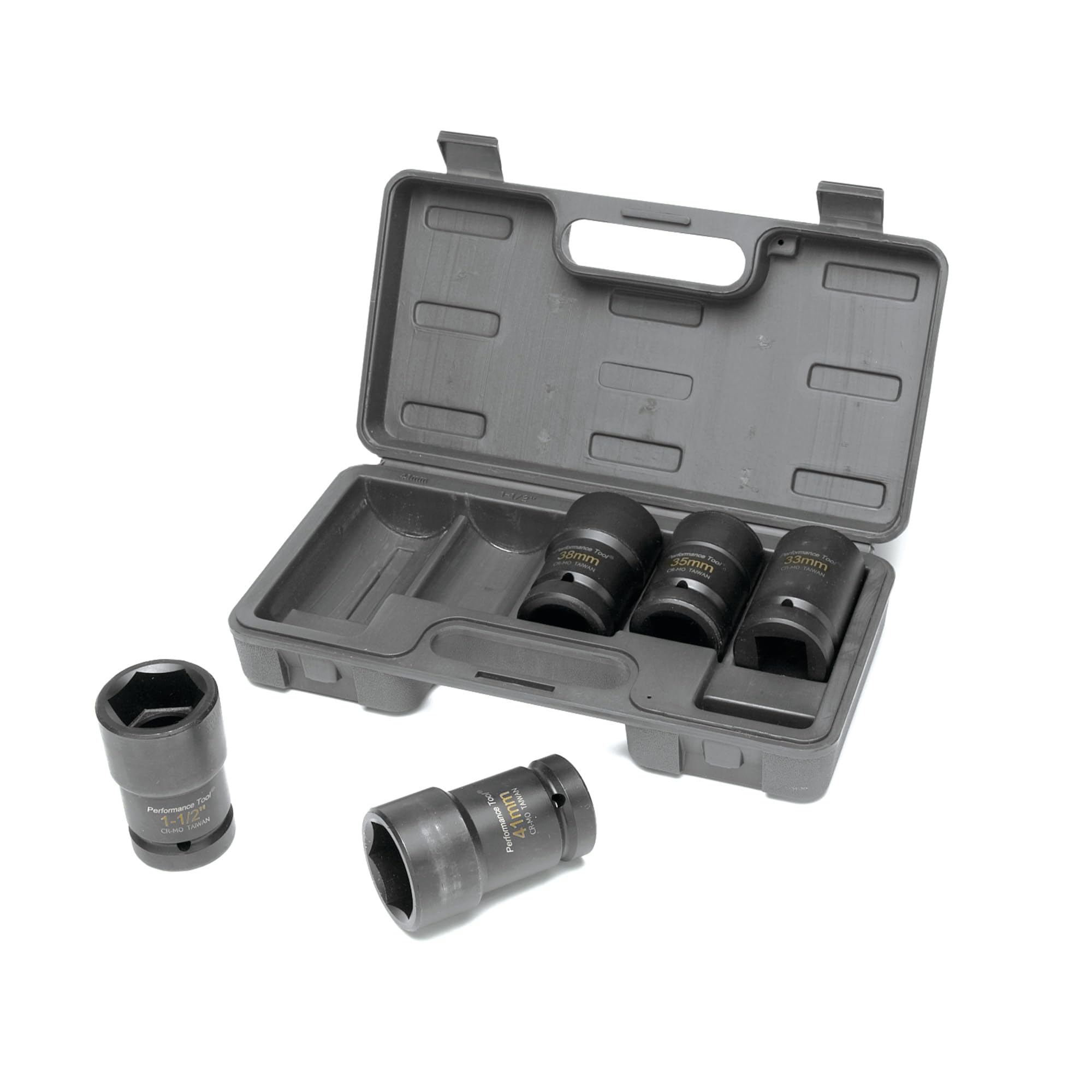 Performance Tool W89315 5pc 1-Inch Drive Budd Wheel Socket Set (Metric and SAE)