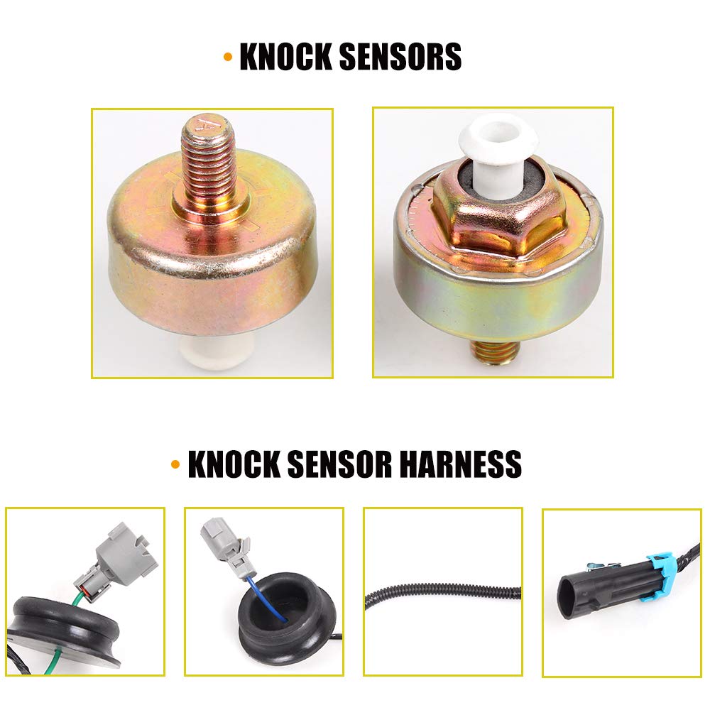 Muge Racing 12589867 Dual Knock Sensors with Wiring Harness Kit for Chevy GM LS1 LS6 LQ9 4.8L 5.3L 6.0L 8.1L