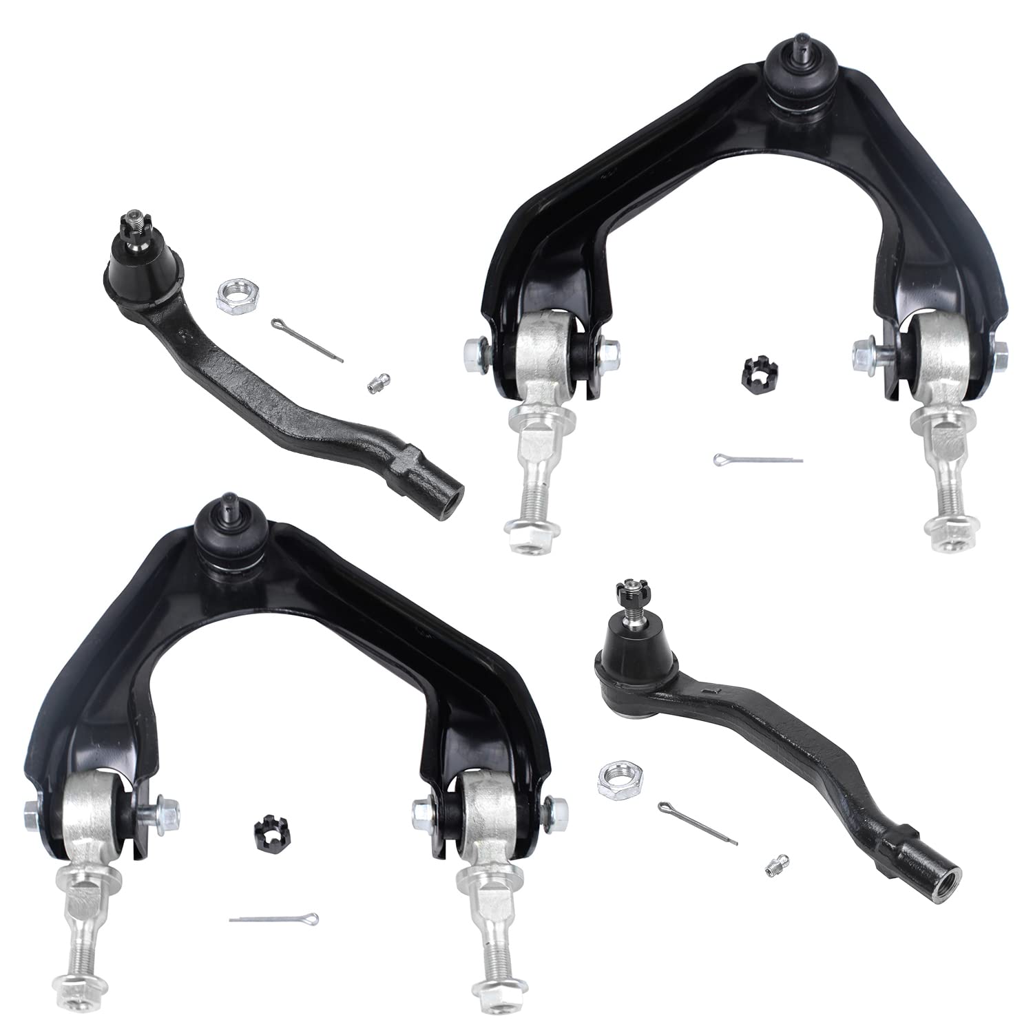 Detroit Axle - Front Upper Control Arms w/Ball Joint and Outer Tie Rods Replacement for 1990-1993 Honda Accord - 4pc Set