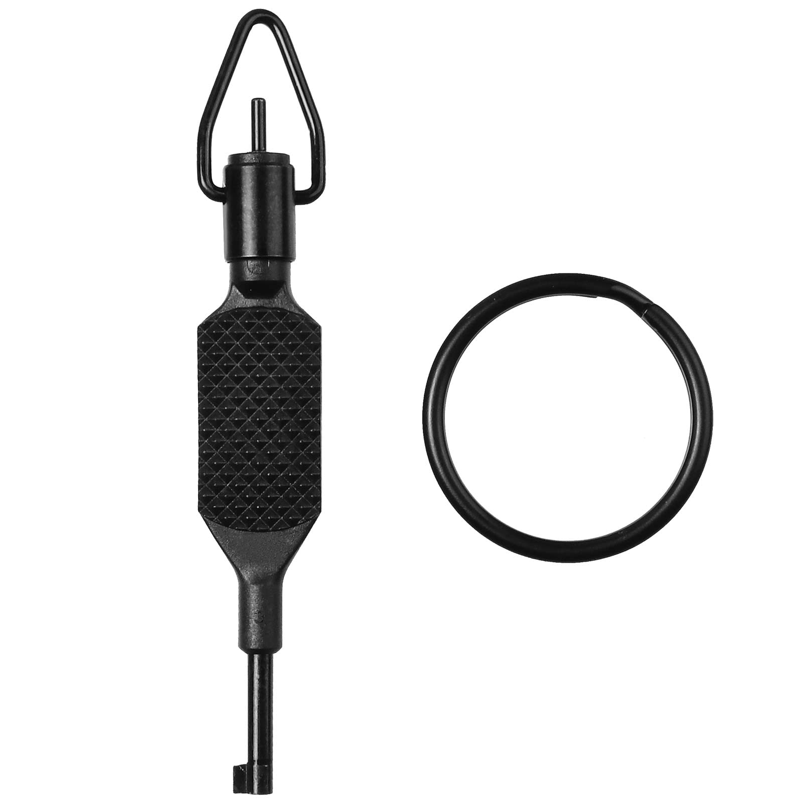 JOTOVO Flat Knurled Swivel Handcuff Key 4" Long, Black Polymer, Model Zt-9p with Detachable Keyring