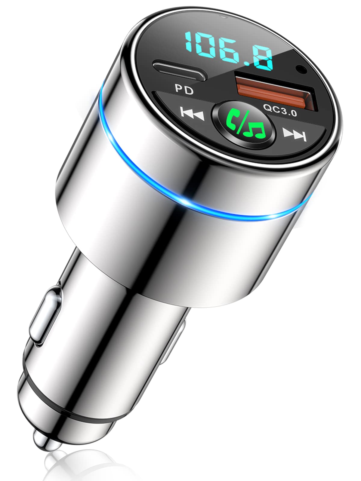 Riwusi Fm Transmitter For Car Bluetooth 5.3, [All-Metal] Pd 30W & Qc3.0 18W Fast Car Charger, Wireless Fm Radio Car Kit Bluetoot