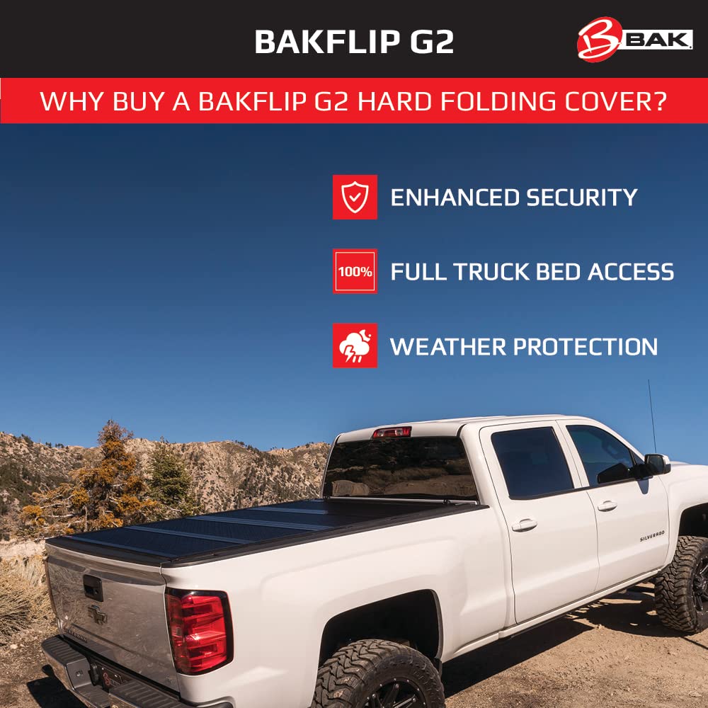 Bak Bakflip G2 Hard Folding Truck Bed Tonneau Cover | 226411T | Fits 2007 - 2021 Toyota Tundra W/ Oe Track System 8' 2 Bed (97.6)